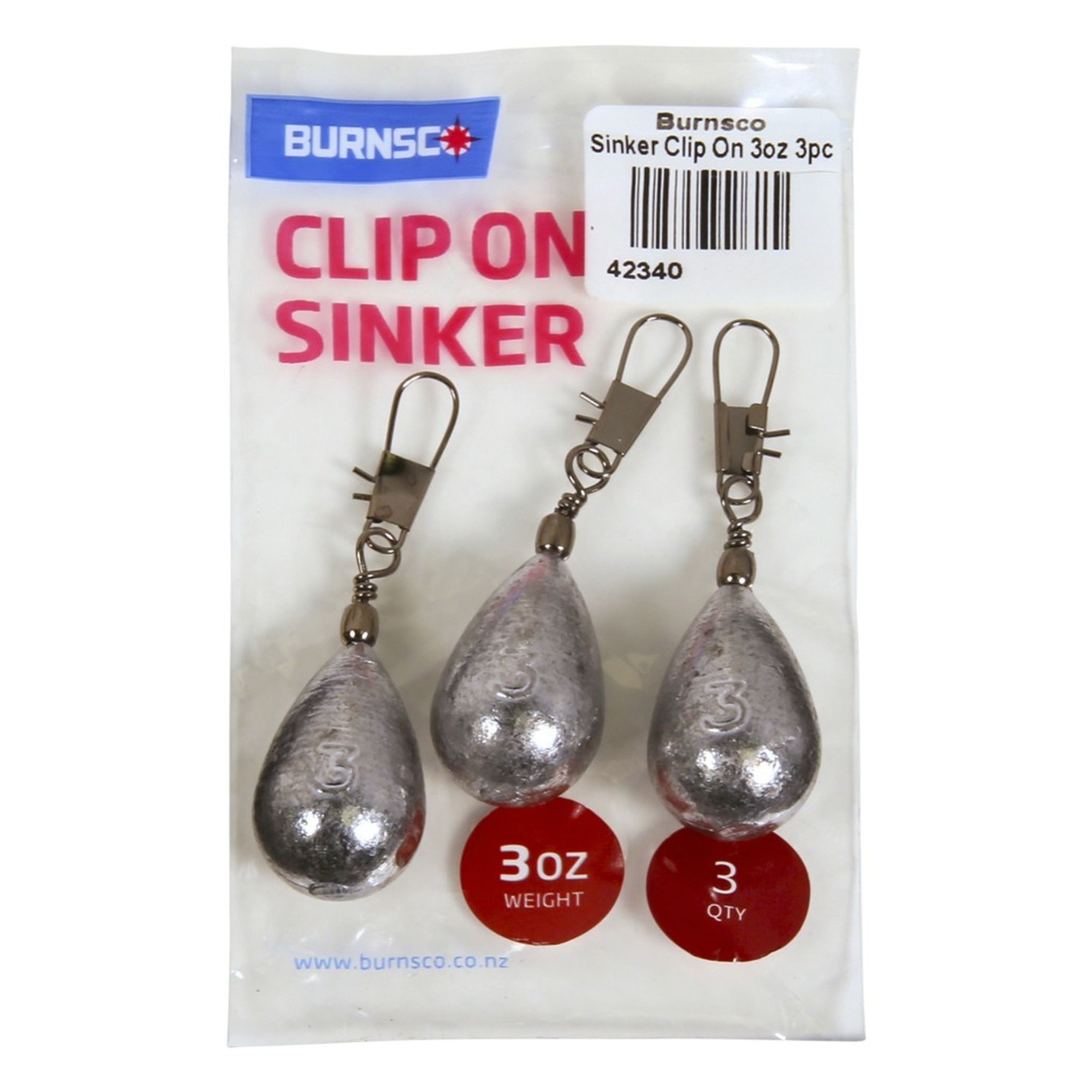 Clip on Sinker 3oz 3pk