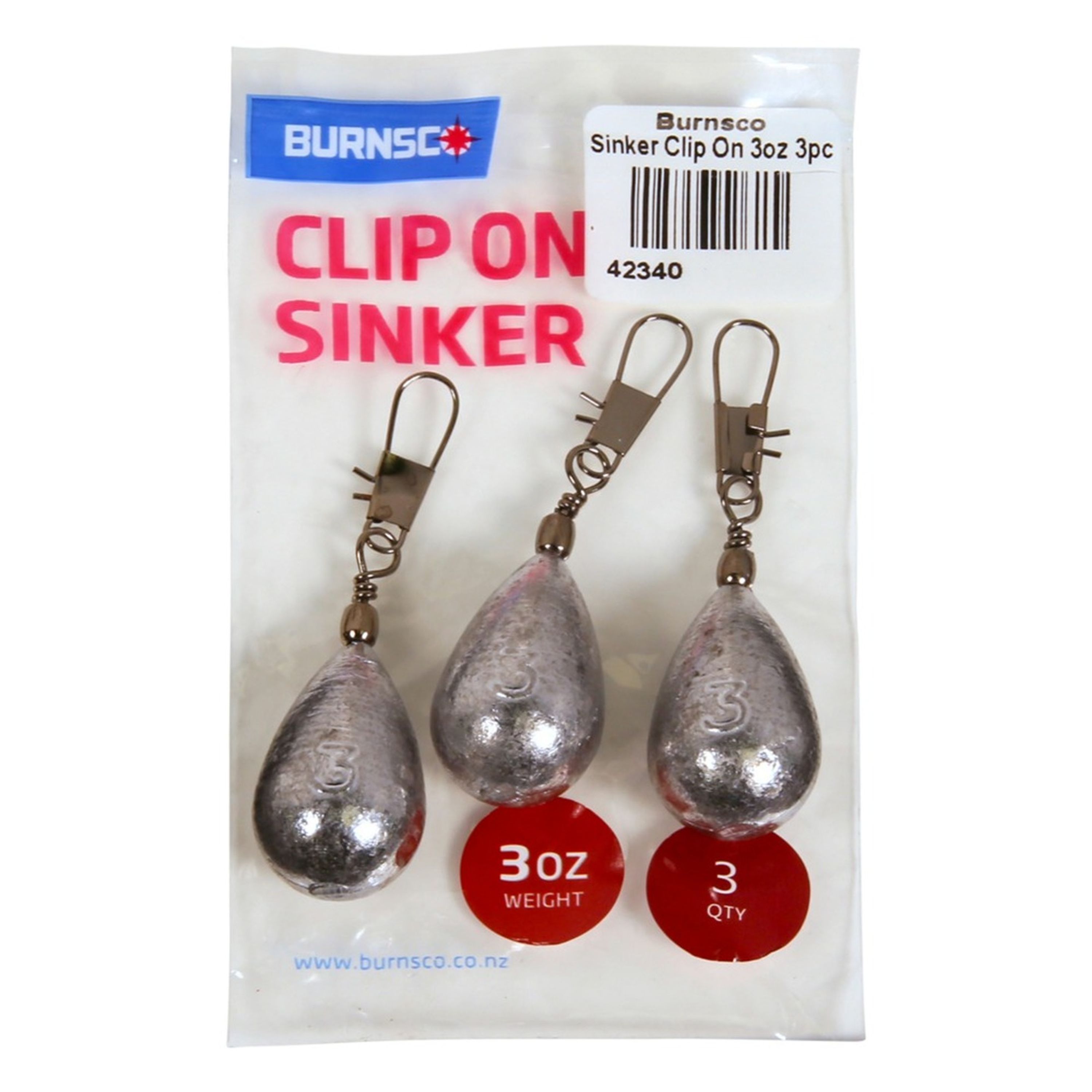 Clip on Sinker 3oz 3pk