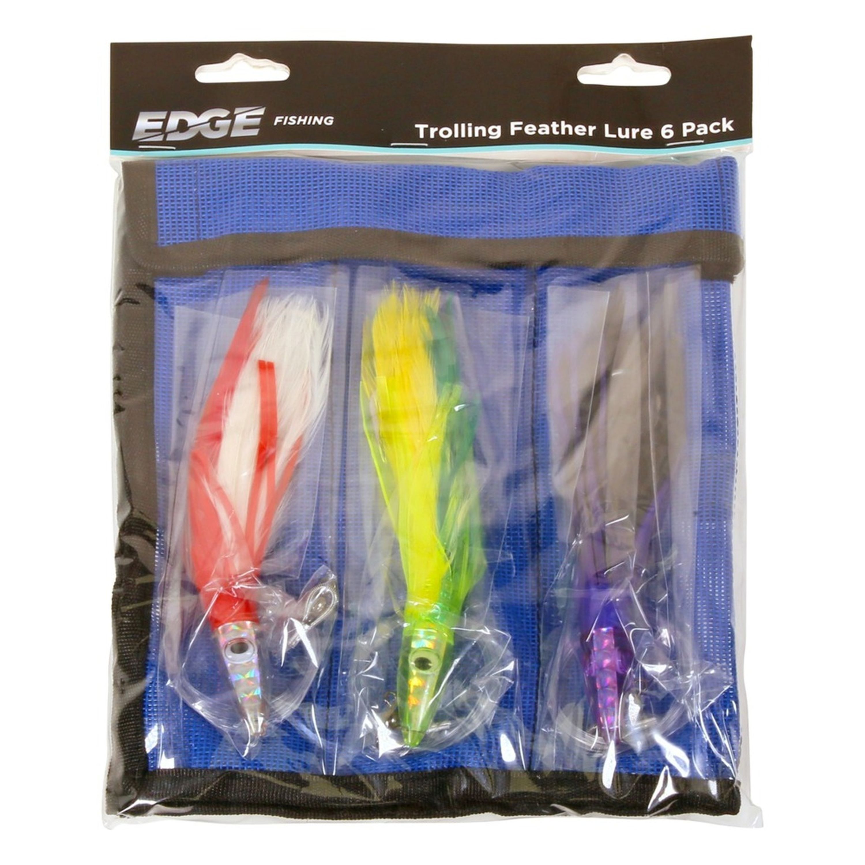 Edge Trolling Feather Lure 6pk 6 Rigged