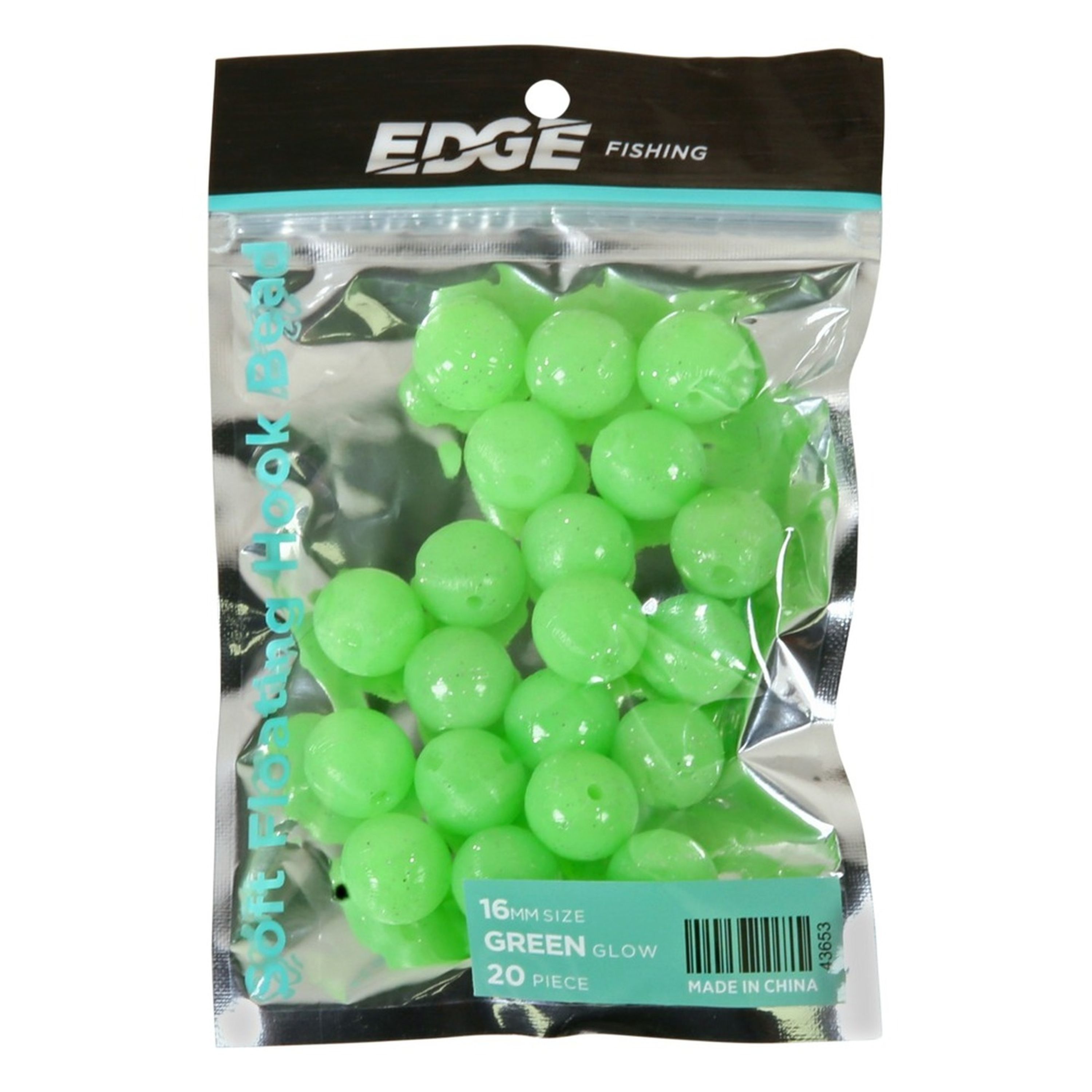 Edge Green Round Soft Floating Beads 16mm 20pc