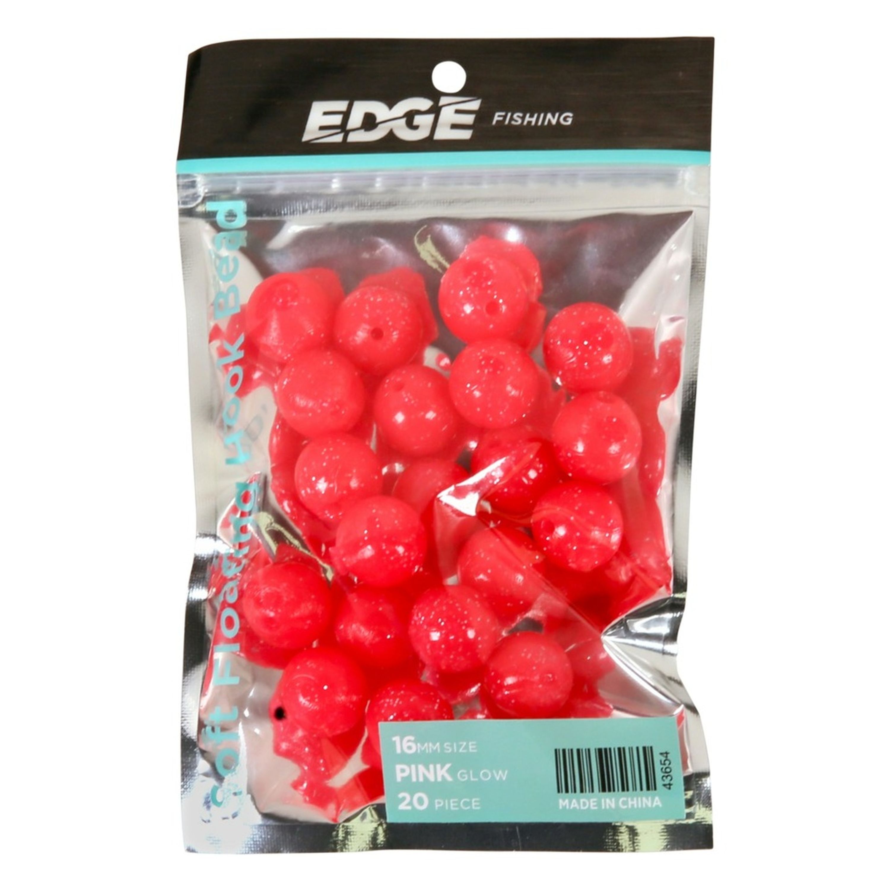 Edge Pink Round Soft Floating Beads 16mm 20pc
