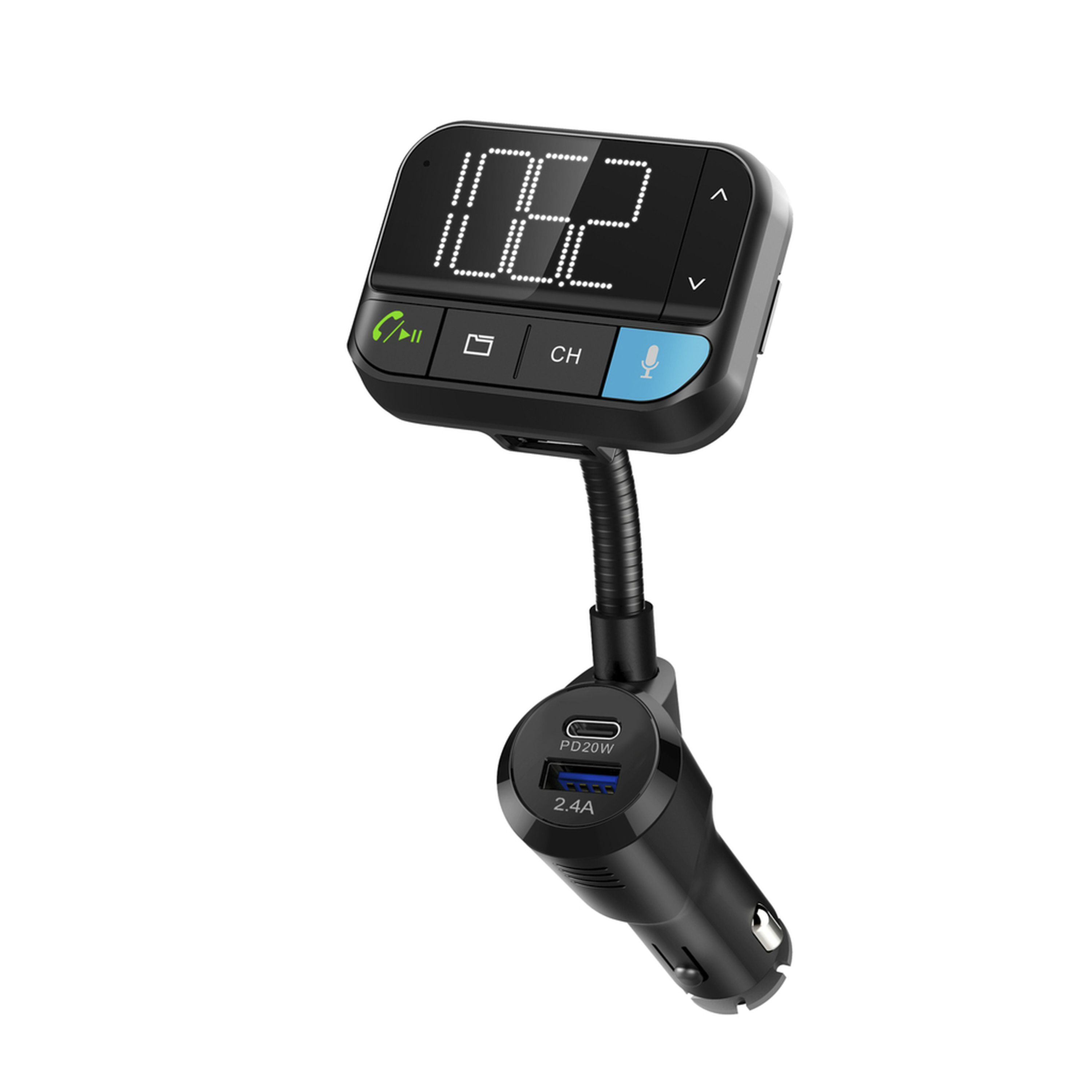 Digitech FM Transmitter with Voice Commands, Bluetooth, USB Type C Power Delivery 20W