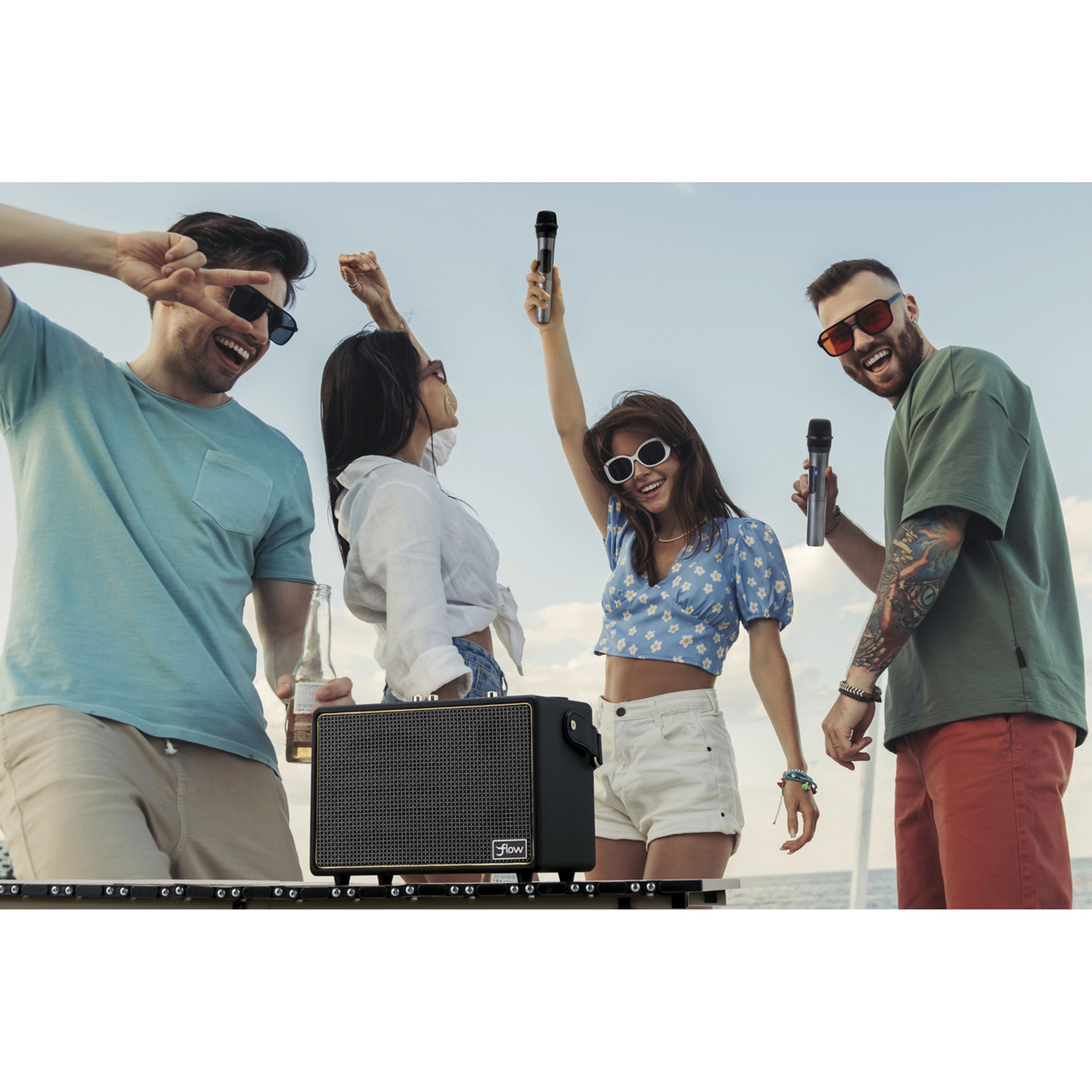 Wireless Karaoke Speaker with 2 Microphones - Black