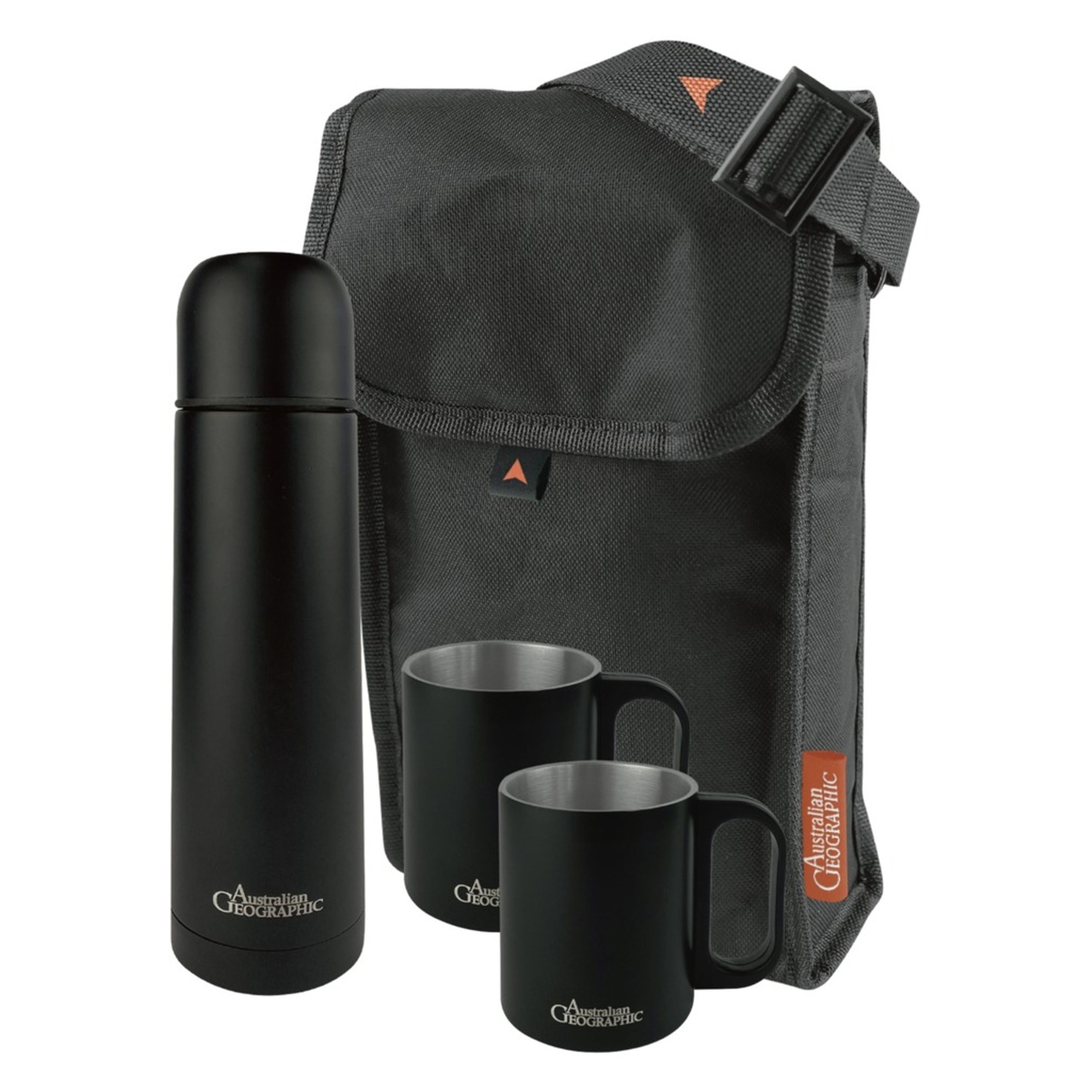 Australian Geographic Stainless Steel Flask & Mug Set- Black