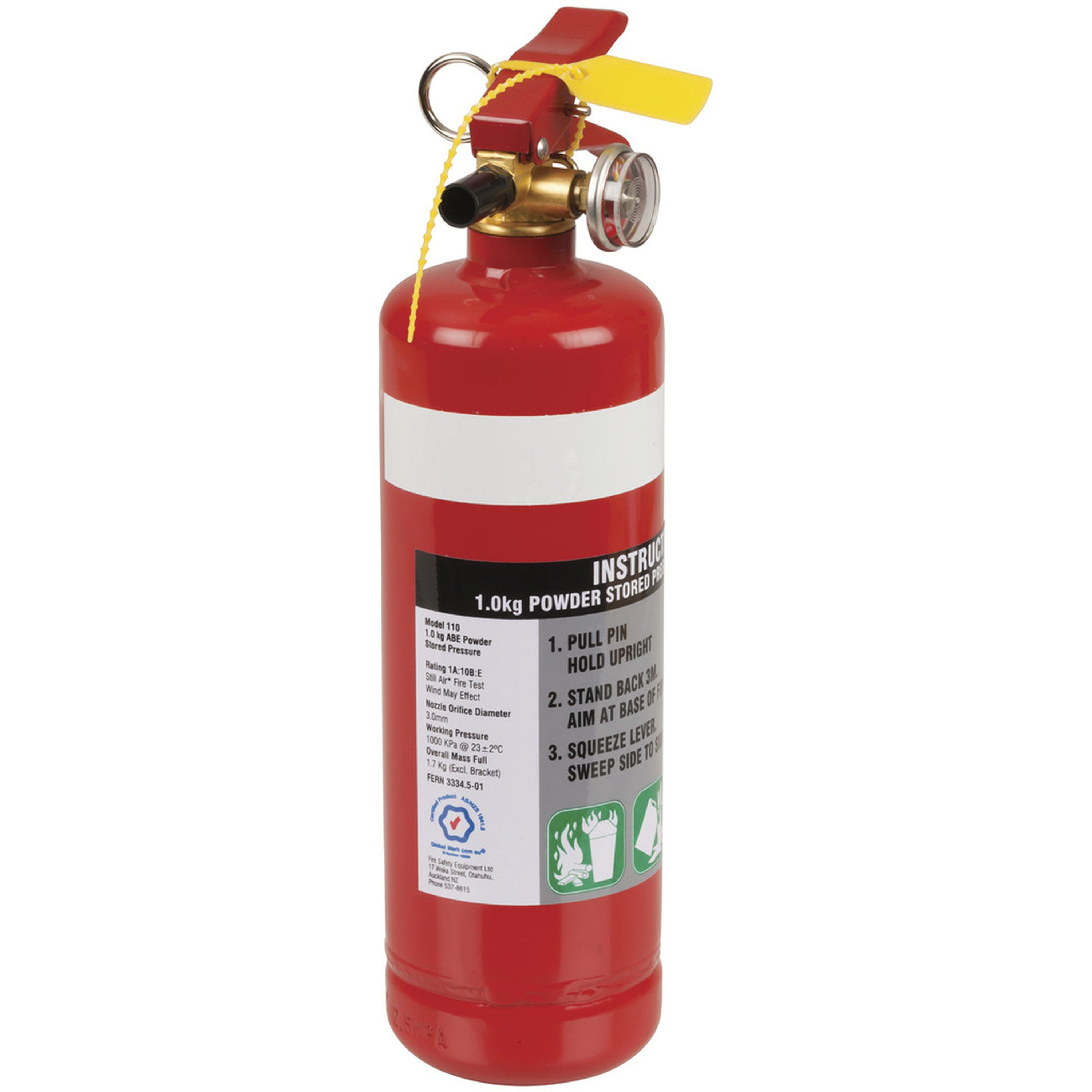 1kg Fire Extinguisher 1A:10B:E - Plastic Bracket