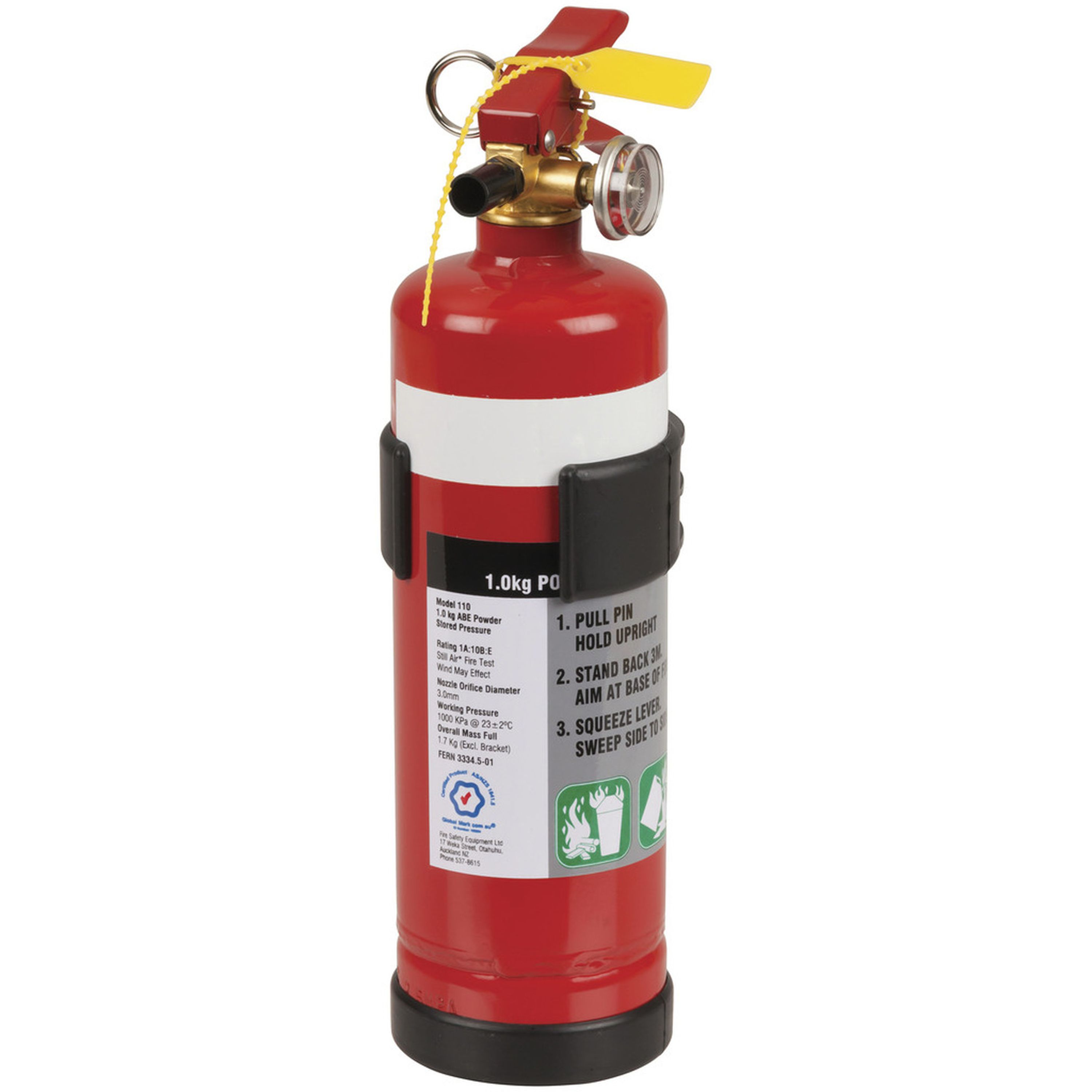 1kg Fire Extinguisher 1A:10B:E - Plastic Bracket