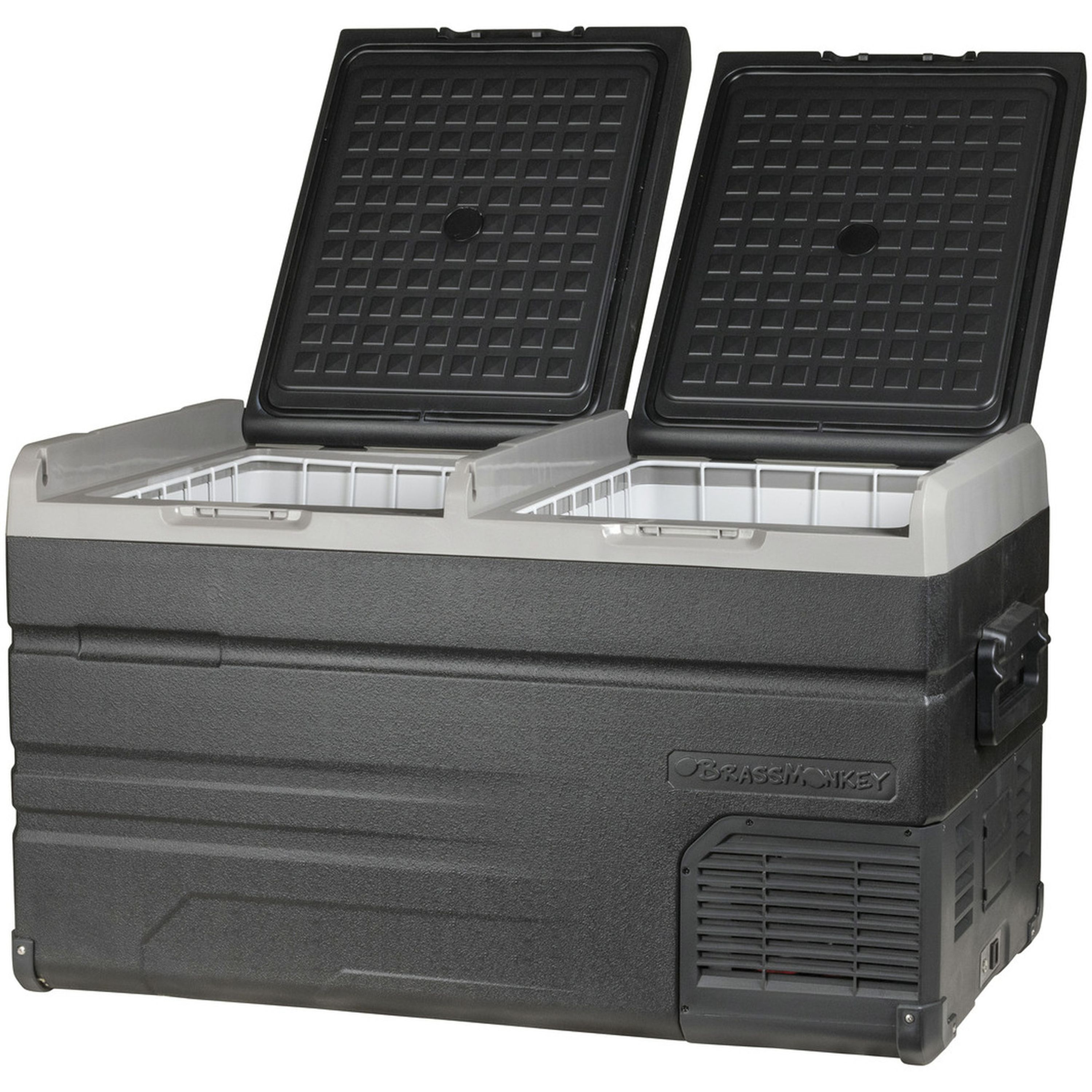115L Brass Monkey Portable Low Profile Dual Zone Fridge/Freezer with Battery Compartment