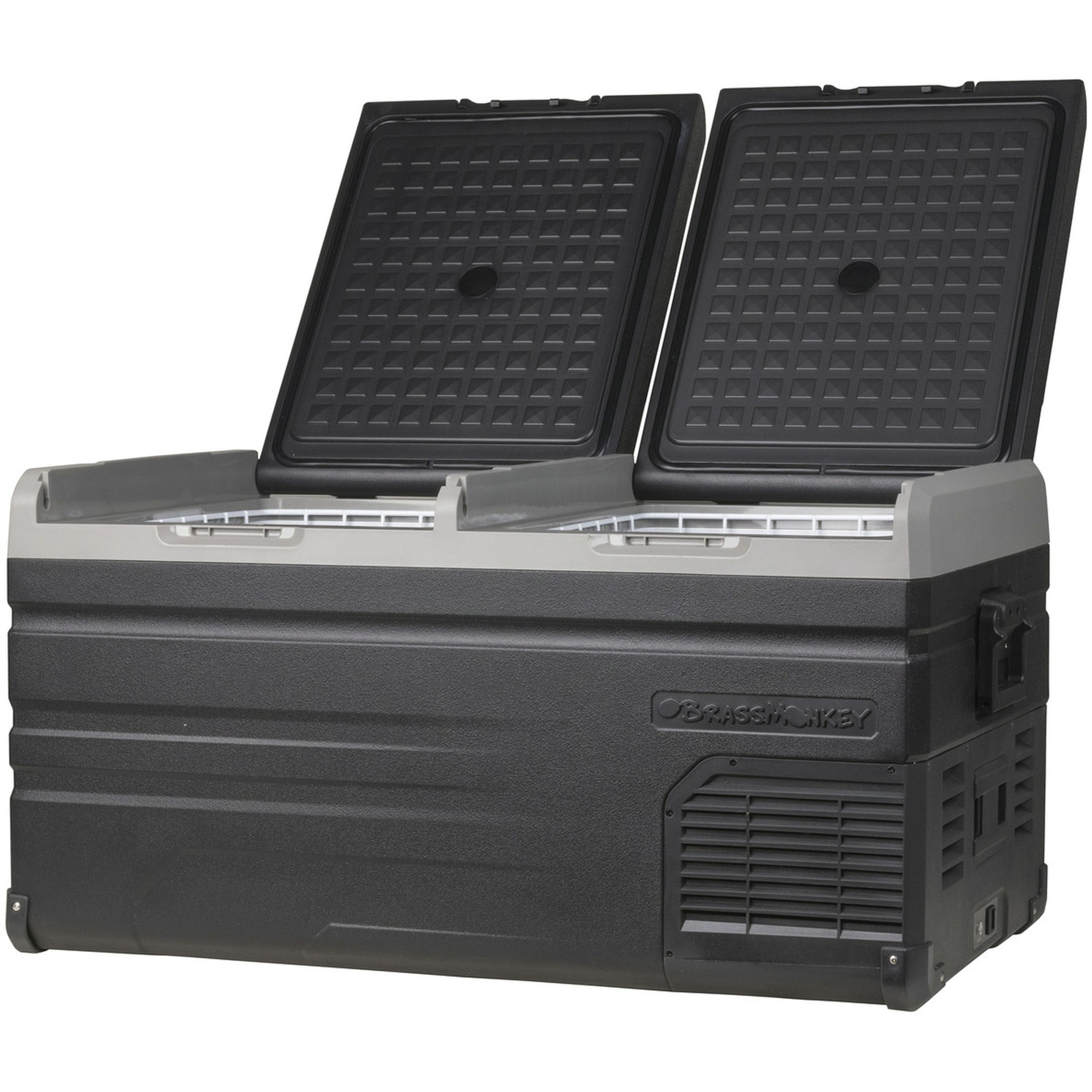 95L Brass Monkey Portable Low Profile Dual Zone Fridge/Freezer with Battery Compartment