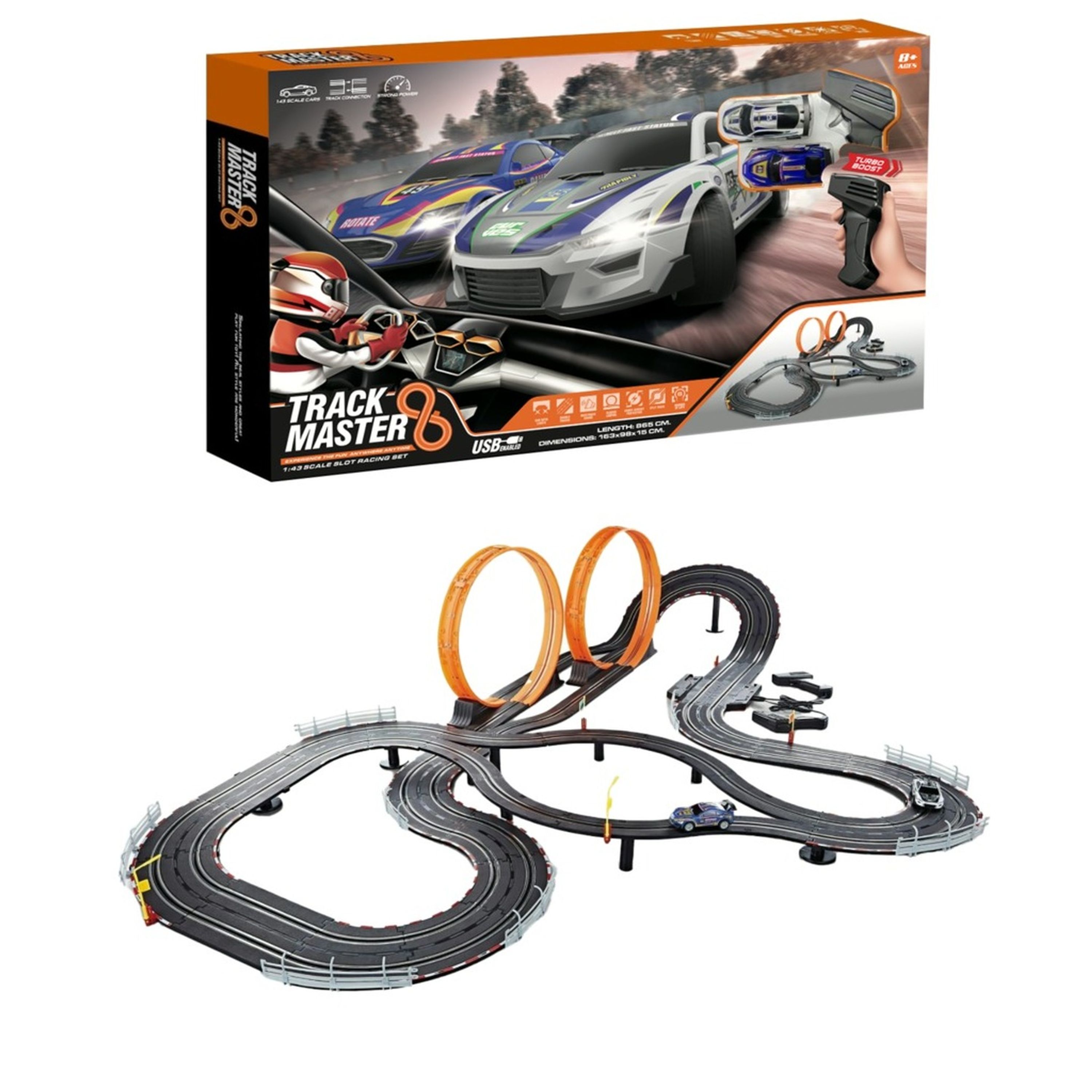 1:43 Scale RC Slot Car Set - 865cm Track