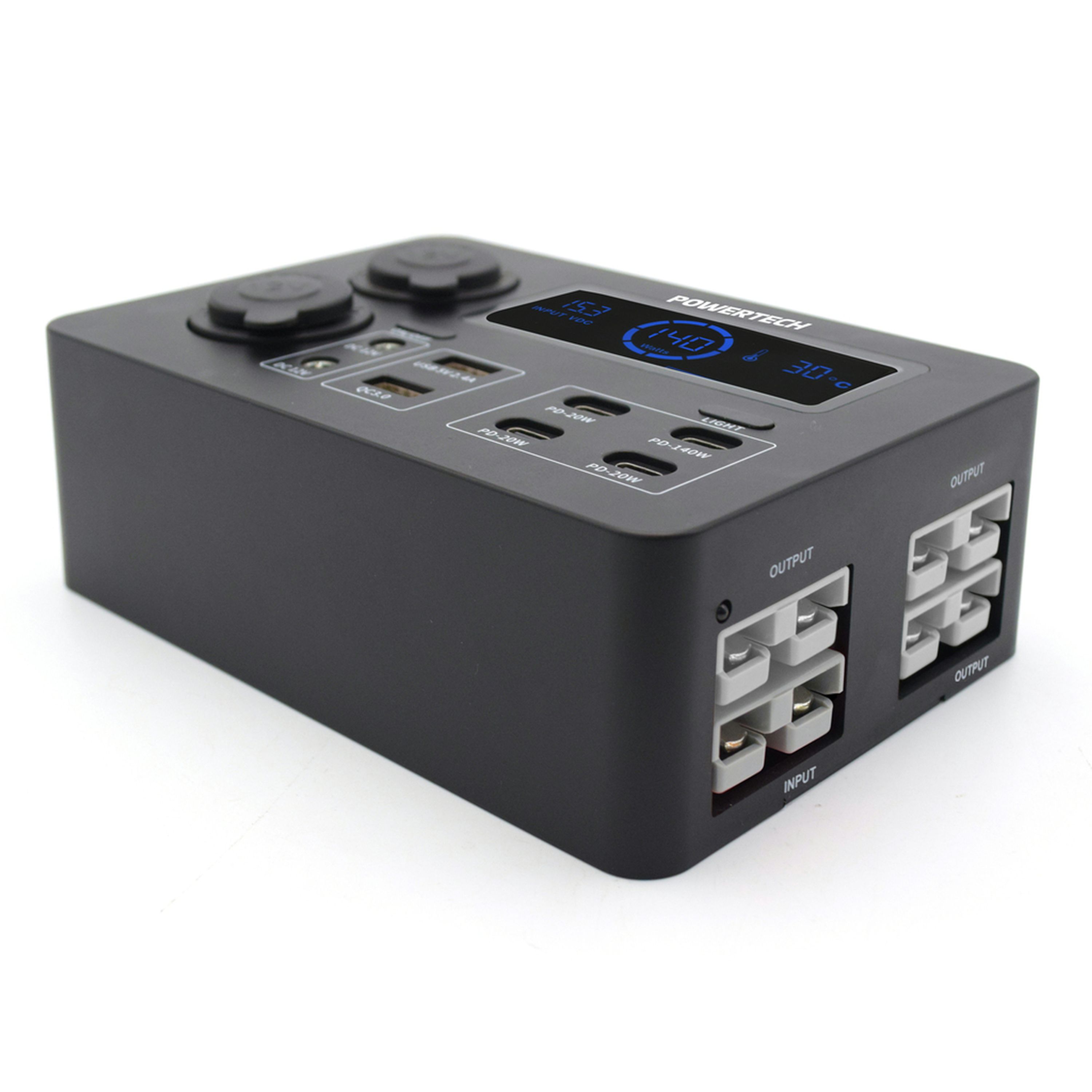 Powertech 12V Power Hub with LCD Screen and LED Light 