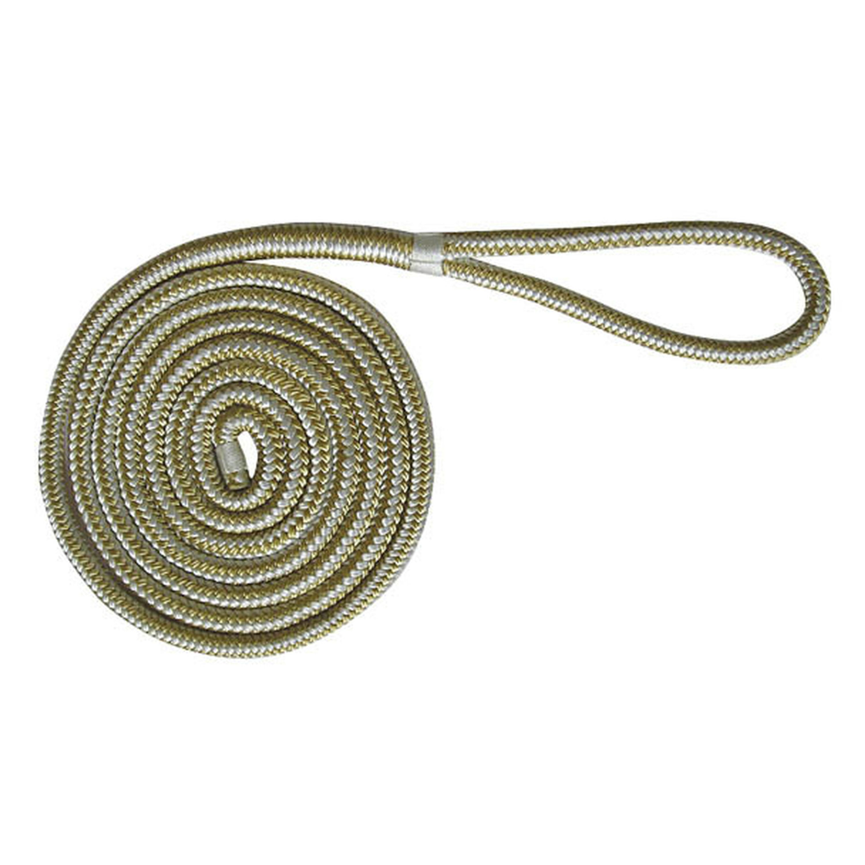 Nylon Mooring/Dock Line with Polyester Cover White with Gold Fleck 12mm x 12m