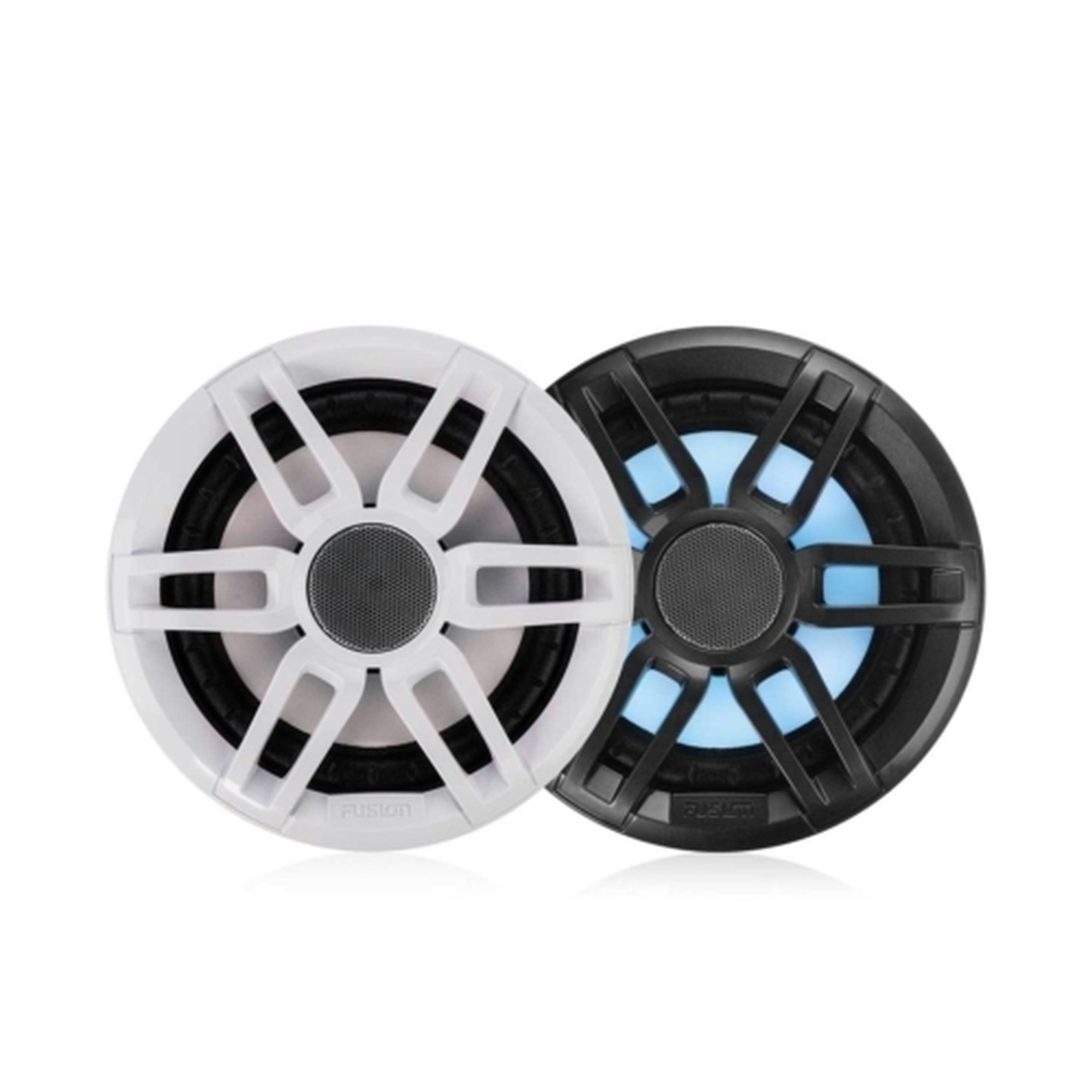Fusion XS 6.5in 200W Speaker with RGB lighting and White and Grey Sports Grills Pair
