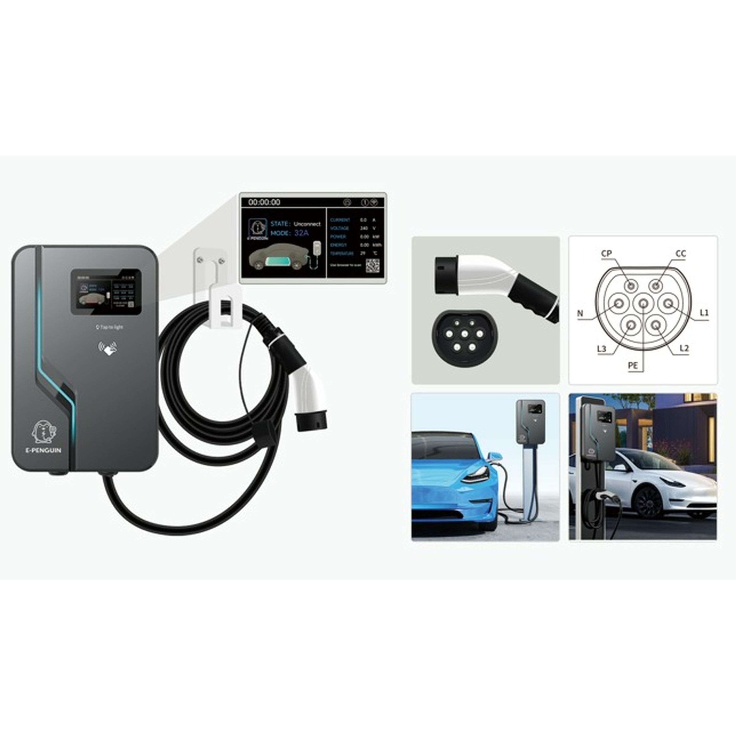 EV CHARGER AC 7-22KW WITH 5M CABLE