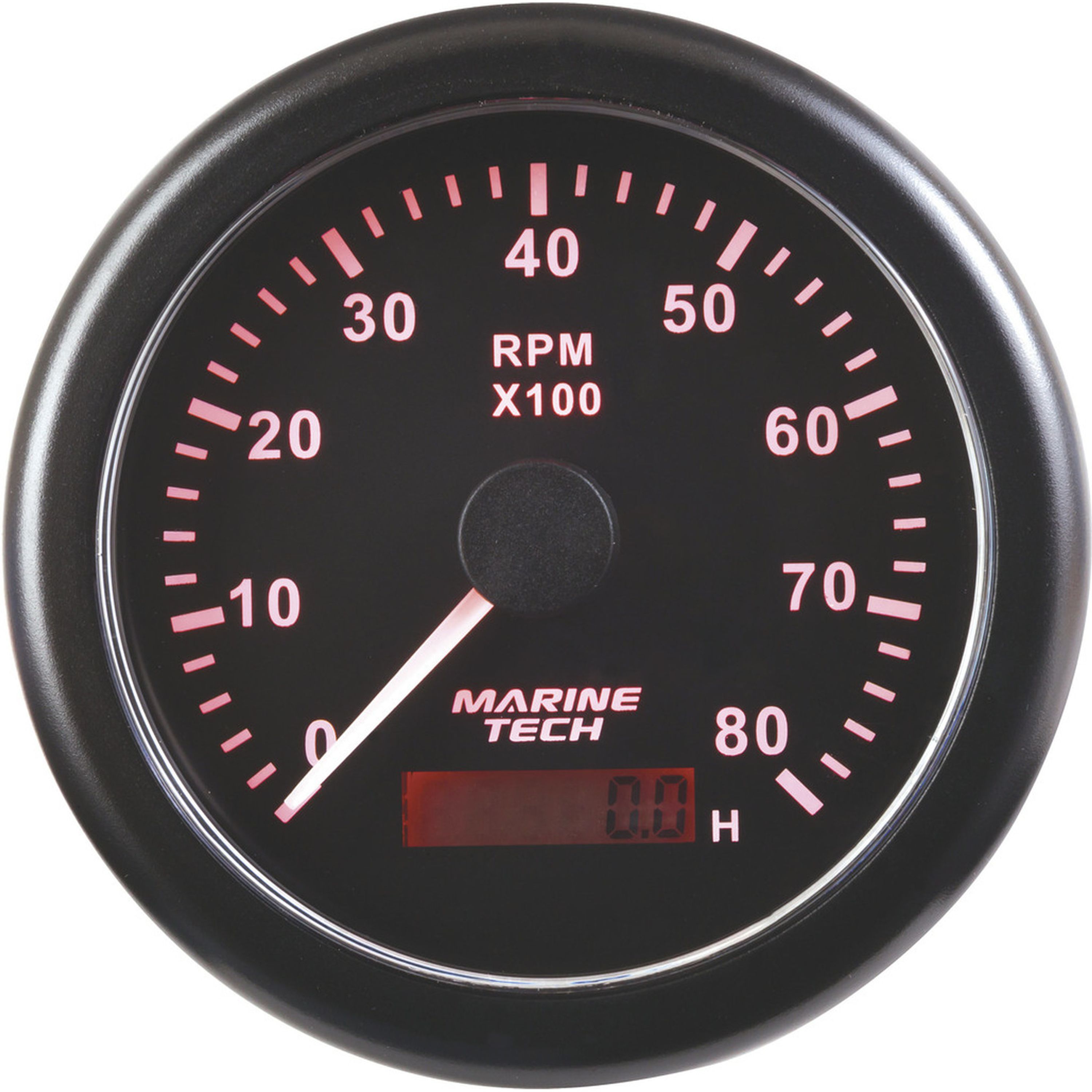 8000RPM Tachometer with Hour Meter - Black