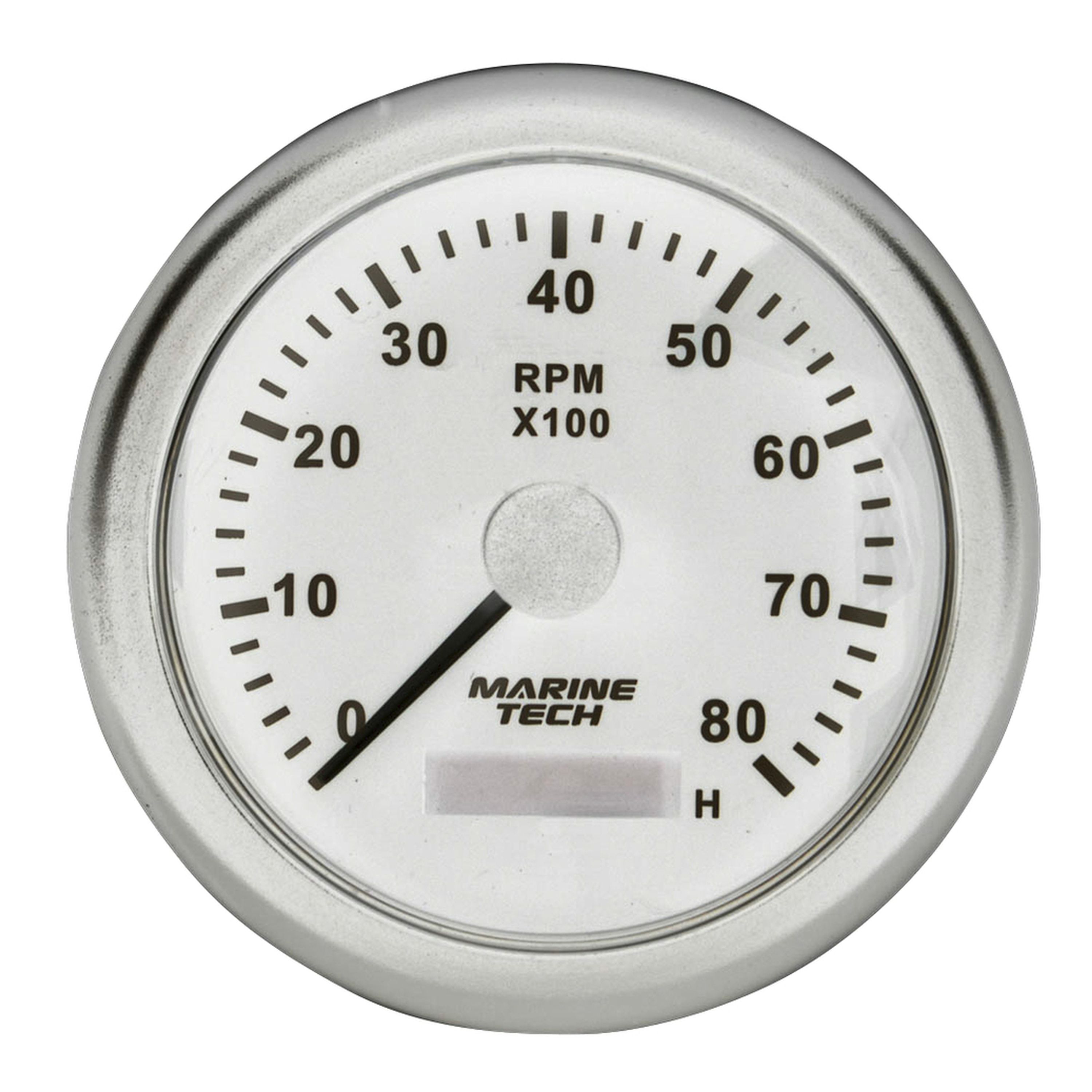 8000RPM Tachometer with Hour Meter - White