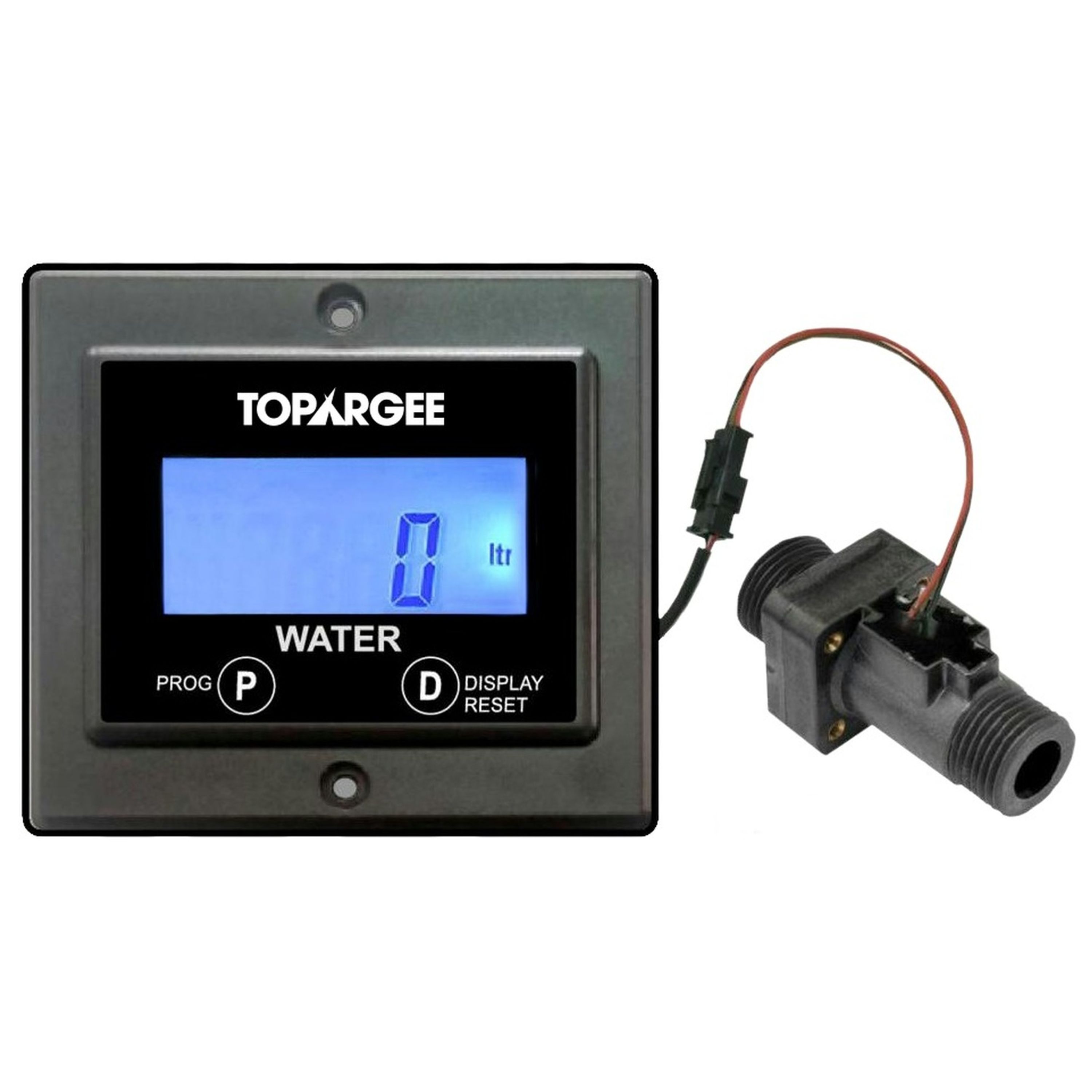 H2Flow Water Tank Gauge with Flush Mount LCD Display and in-line Flow Sensor