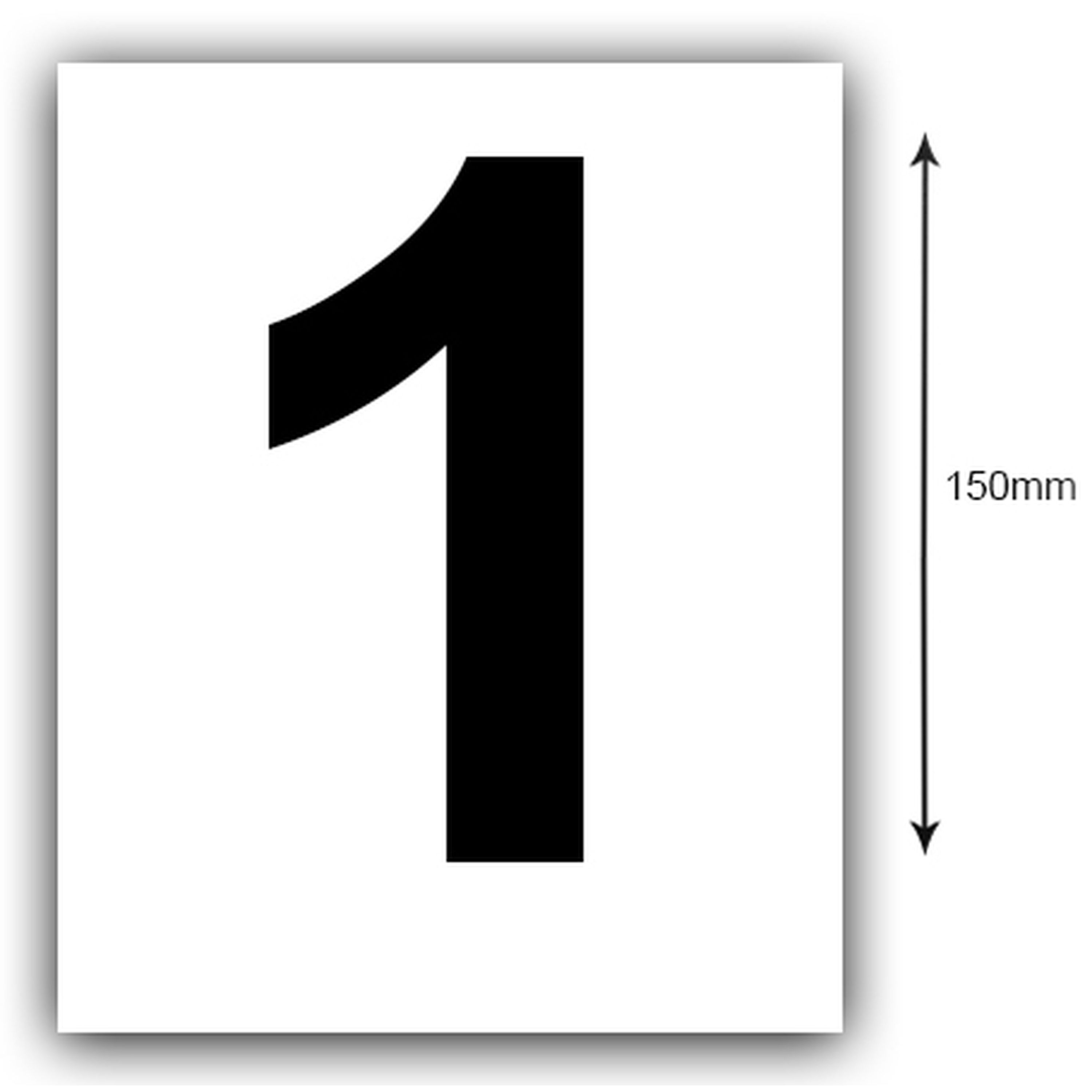 150mm Black on White Rego Number 1 Sticker Sold as a Pair