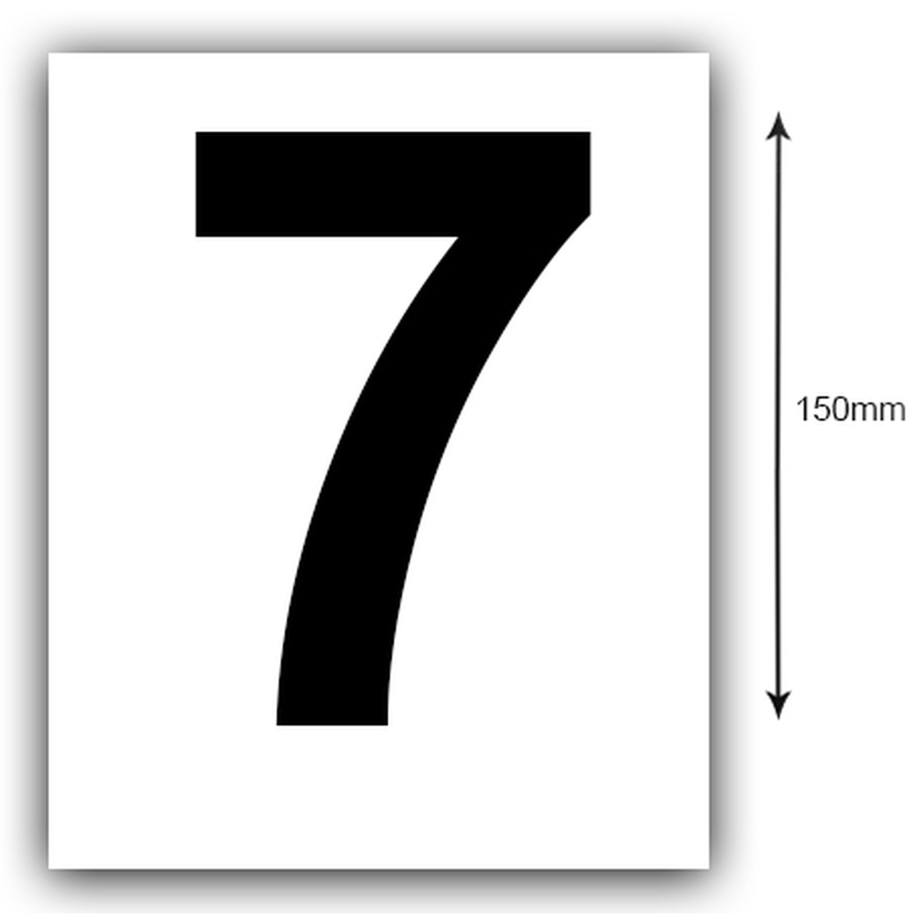 150mm Black on White Rego Number 7 Sticker Sold as a Pair