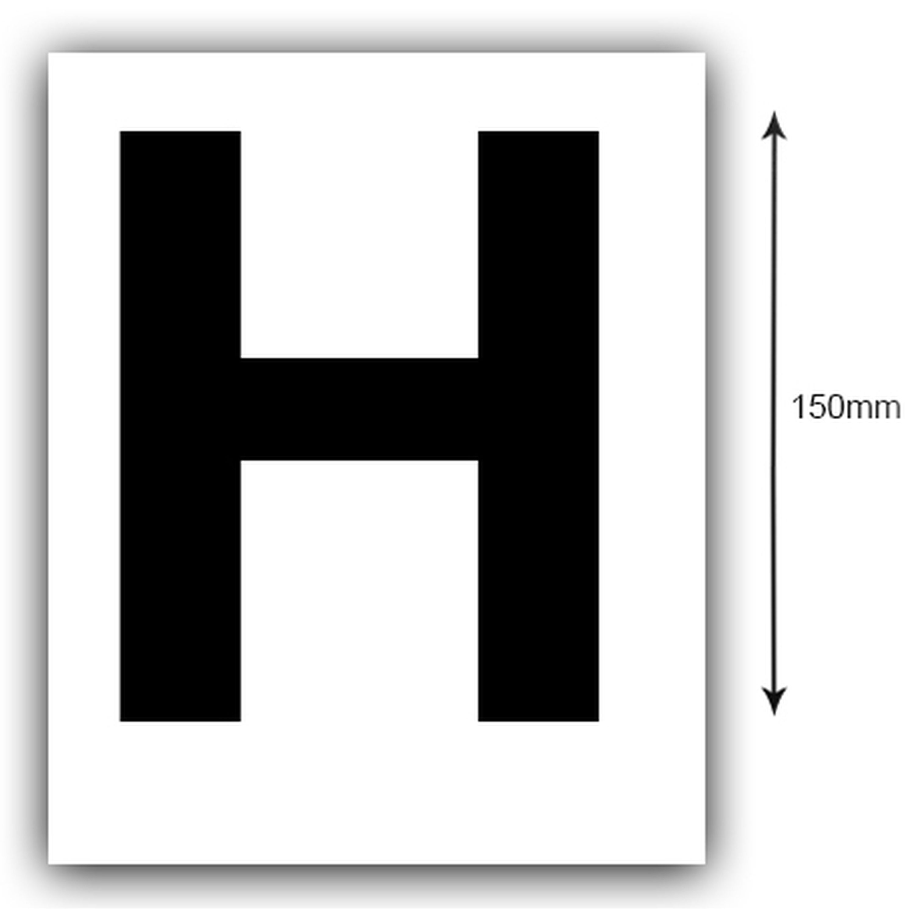 150mm Black on White Rego Letter H Sticker Sold as a Pair