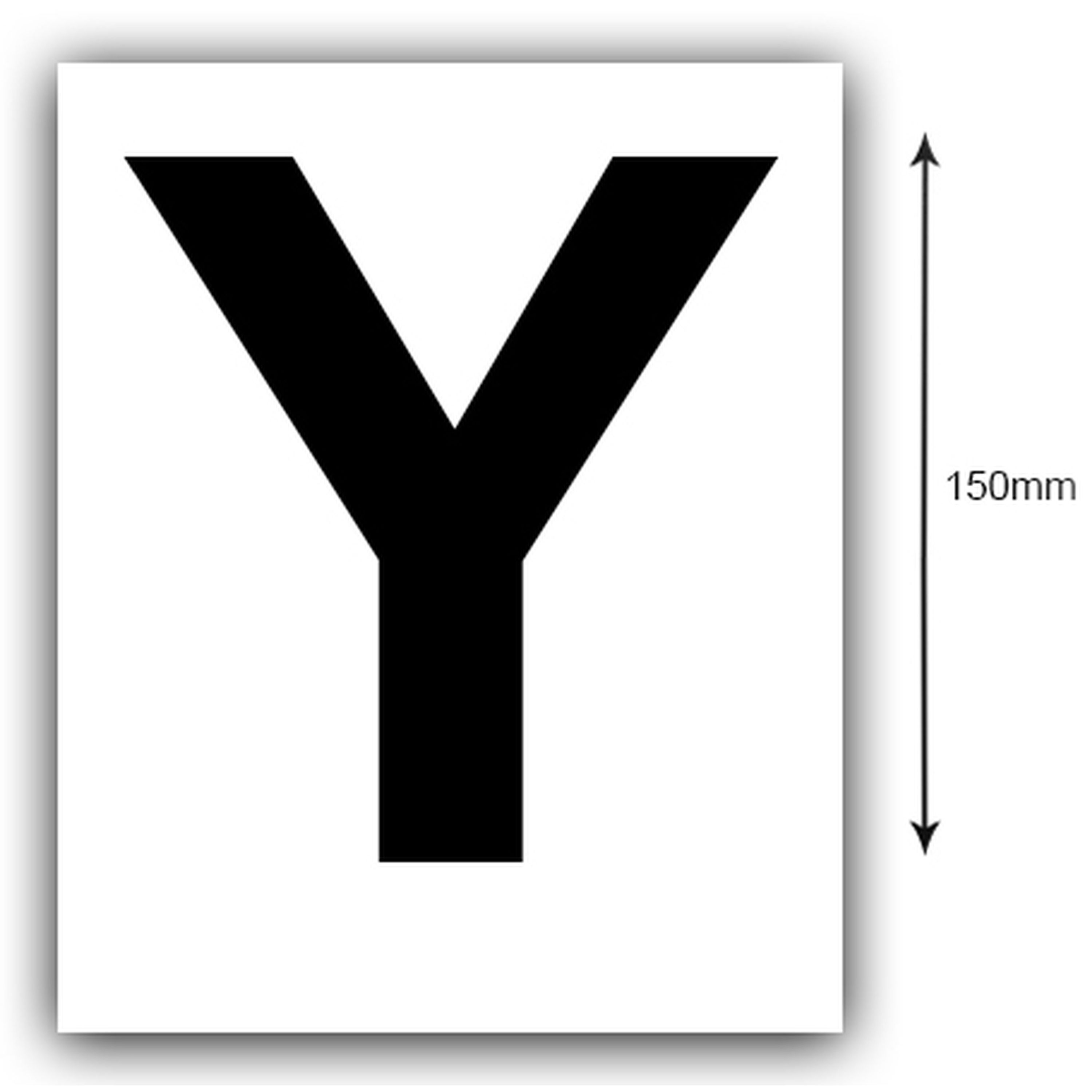 150mm Black on White Rego Letter (Y) Sticker, Sold as a Pair