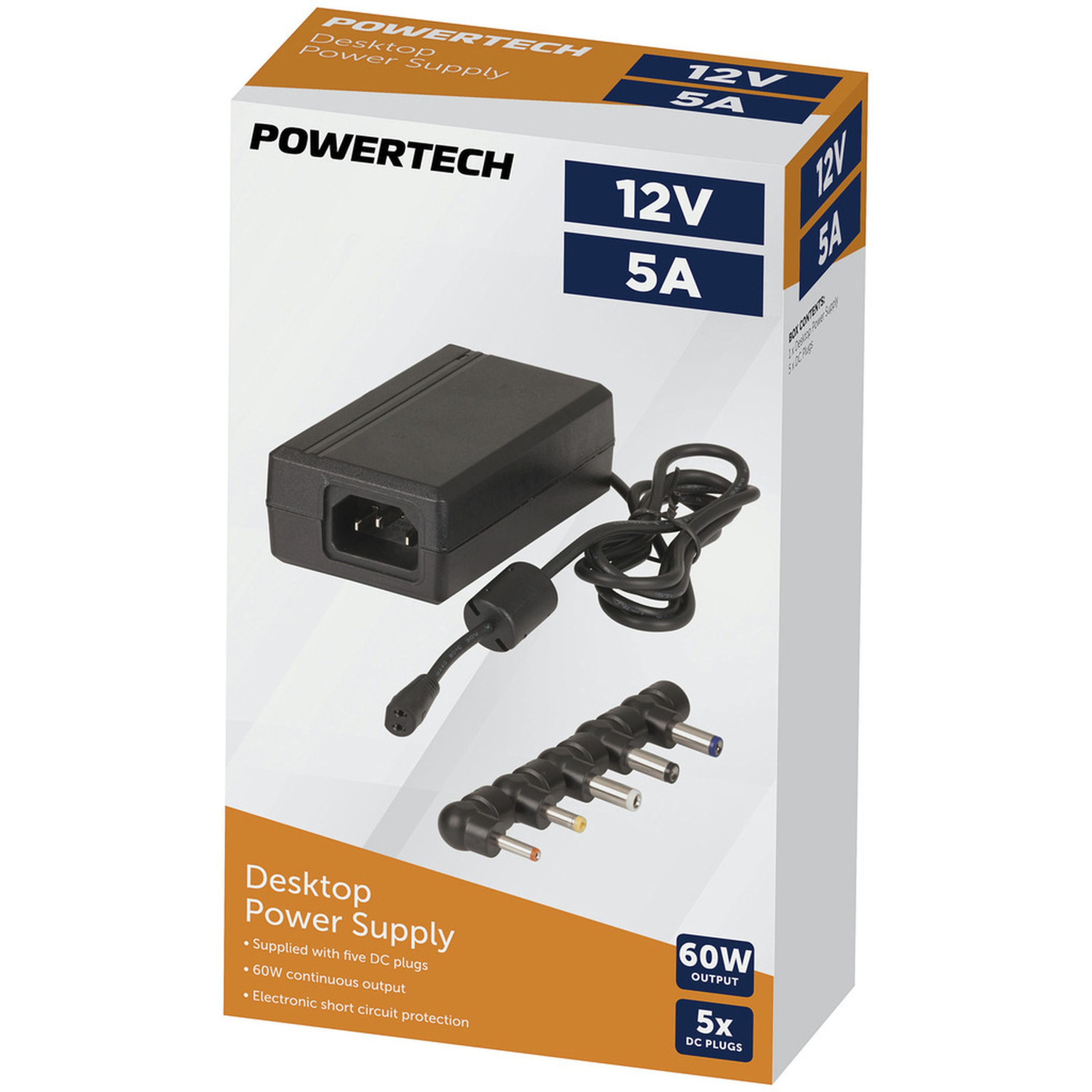 12V DC 5A Desktop Power Supply 7DC Plugs