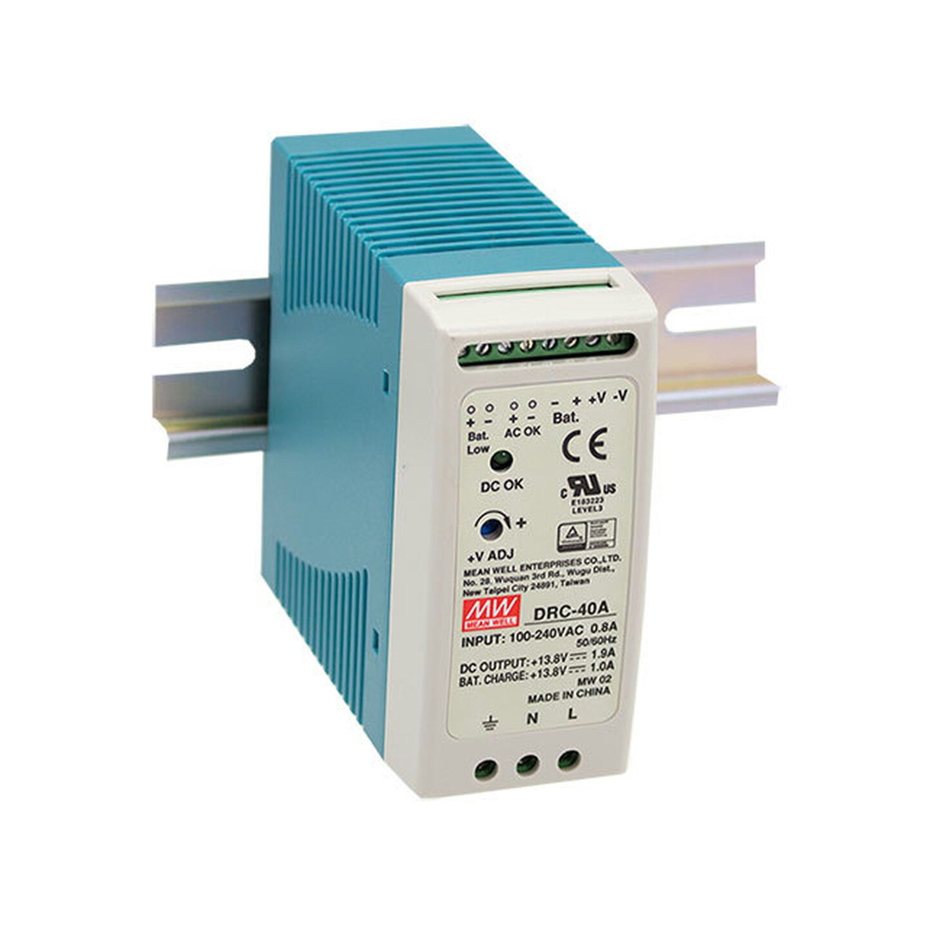 PSU+CHGR 40W DIN MNT MW DRC-40A