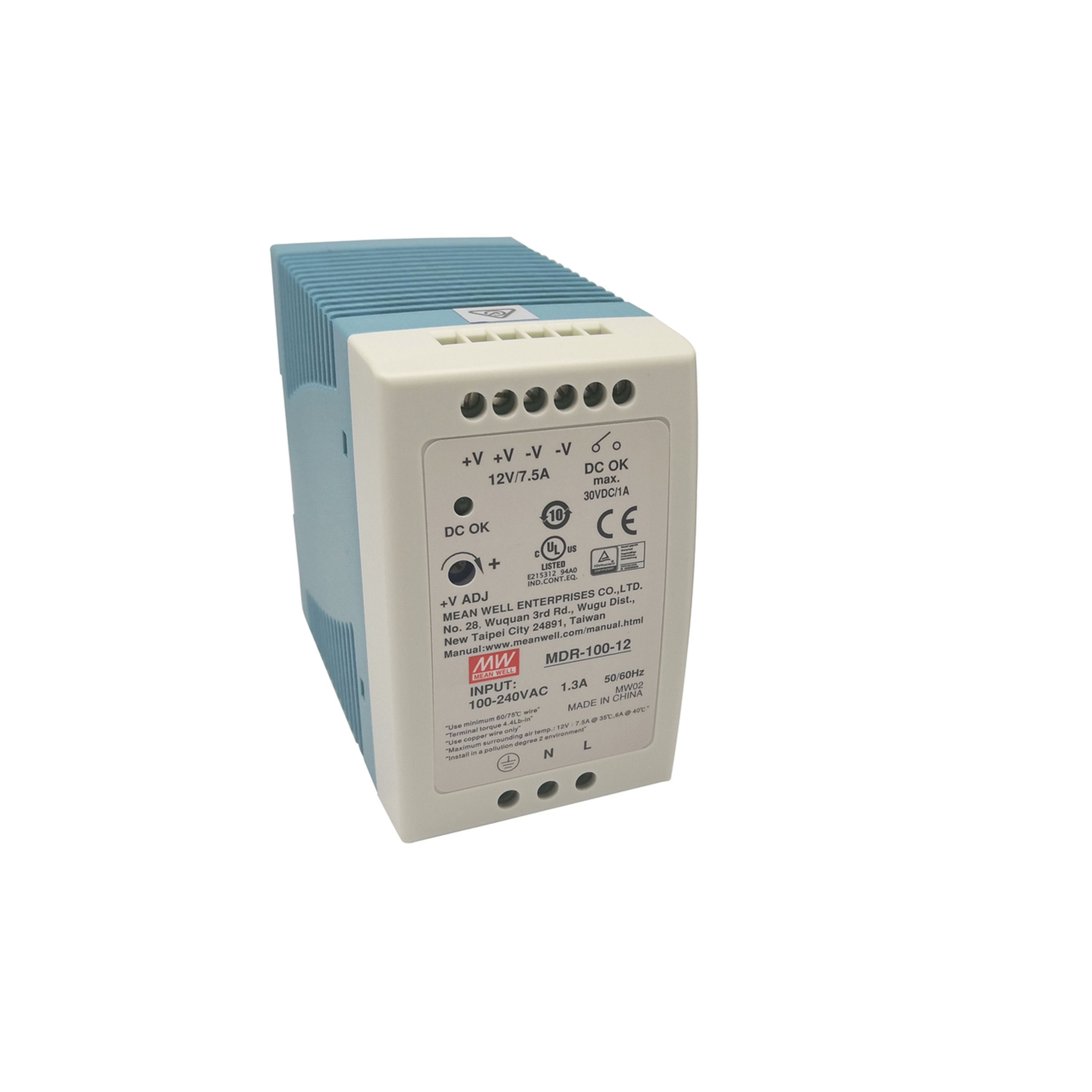 PSU 12V 8.33A 100W DIN MNT MW MDR-100-12