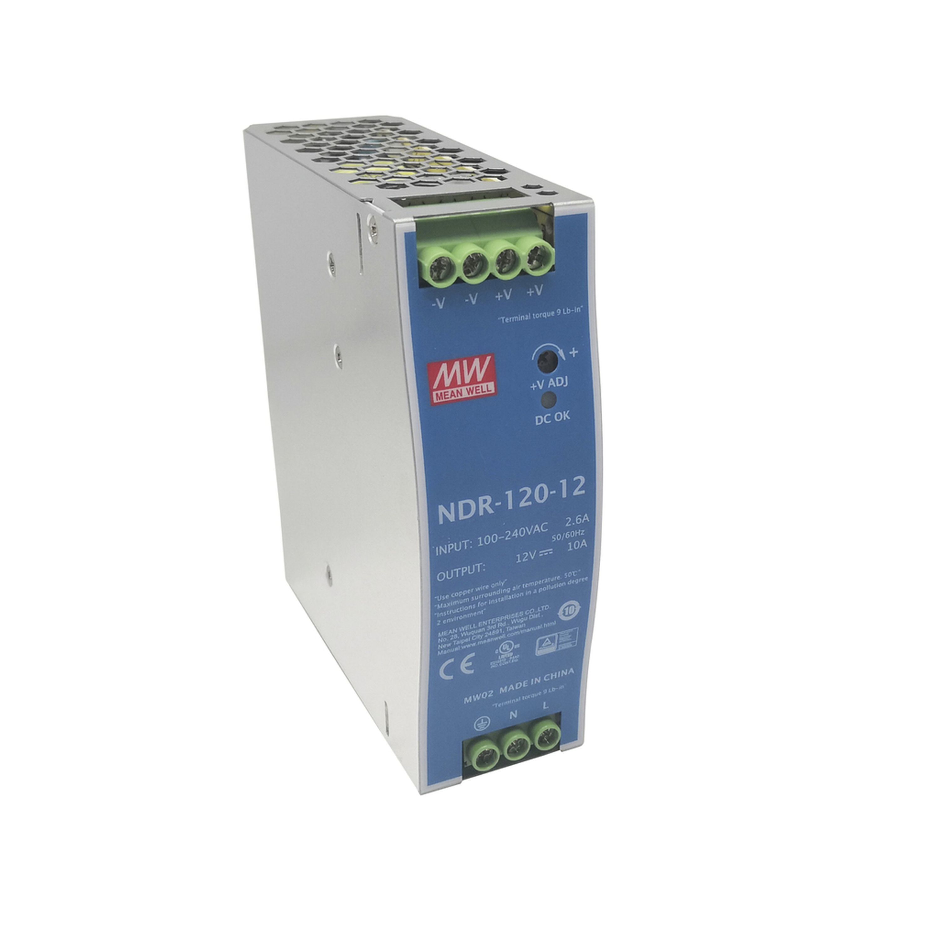 Mean Well 120W Rail Mount Switchmode PSU 12V 10A