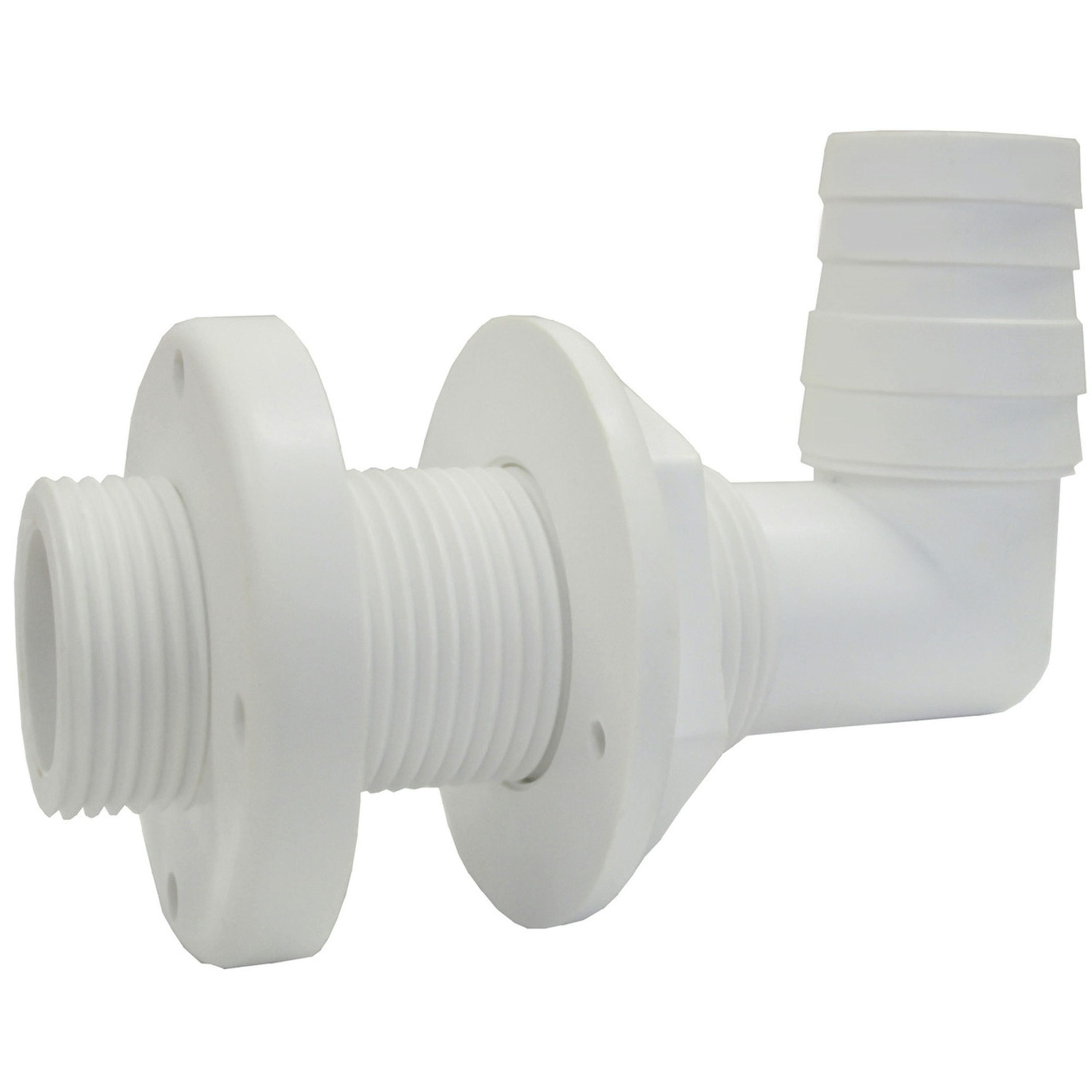 Bulkhead Fitting Barbed Only Right Angle - 1 - 1 1/2 Int. Dia. 19mm