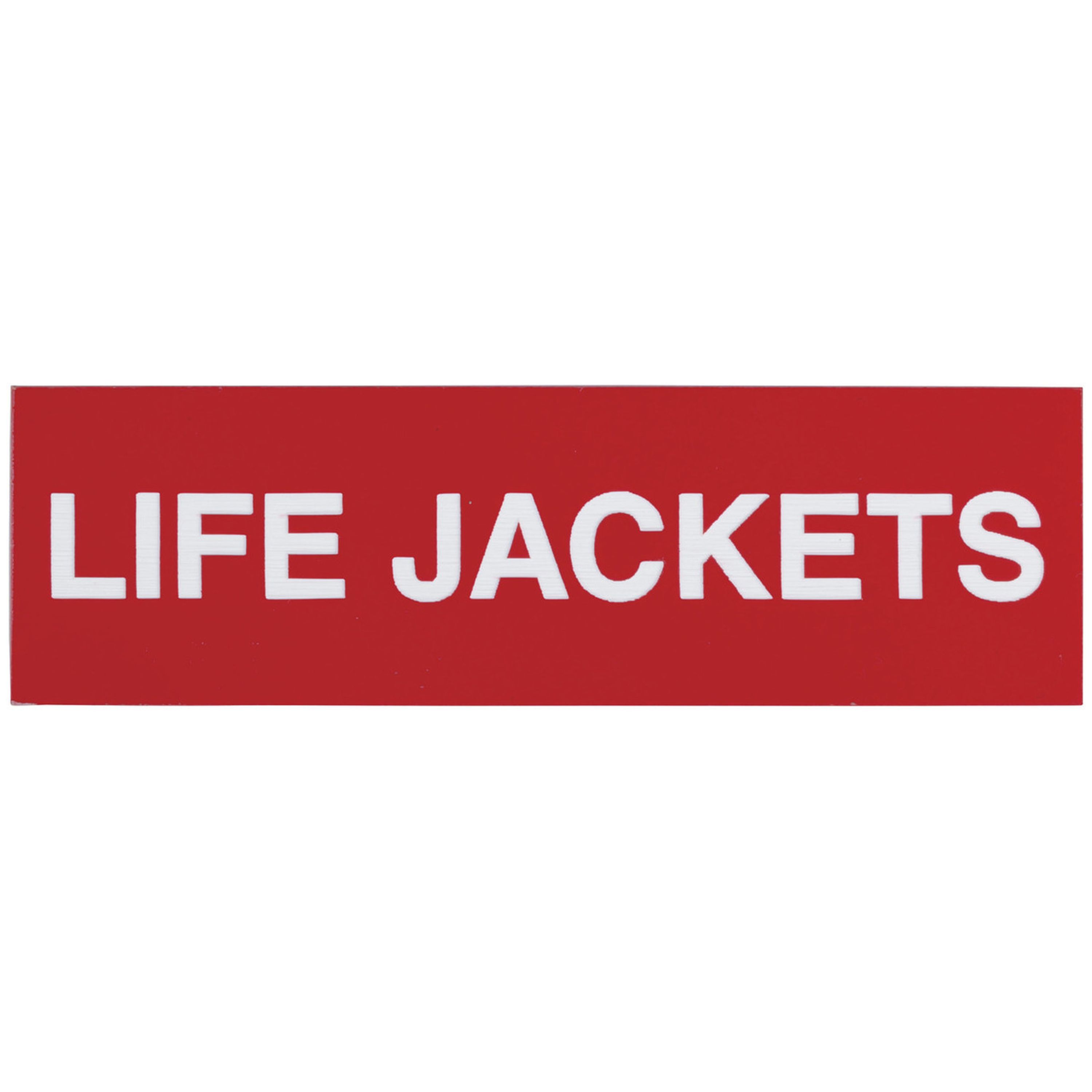 Adhesive Life Jackets Sign 100x30mm Red