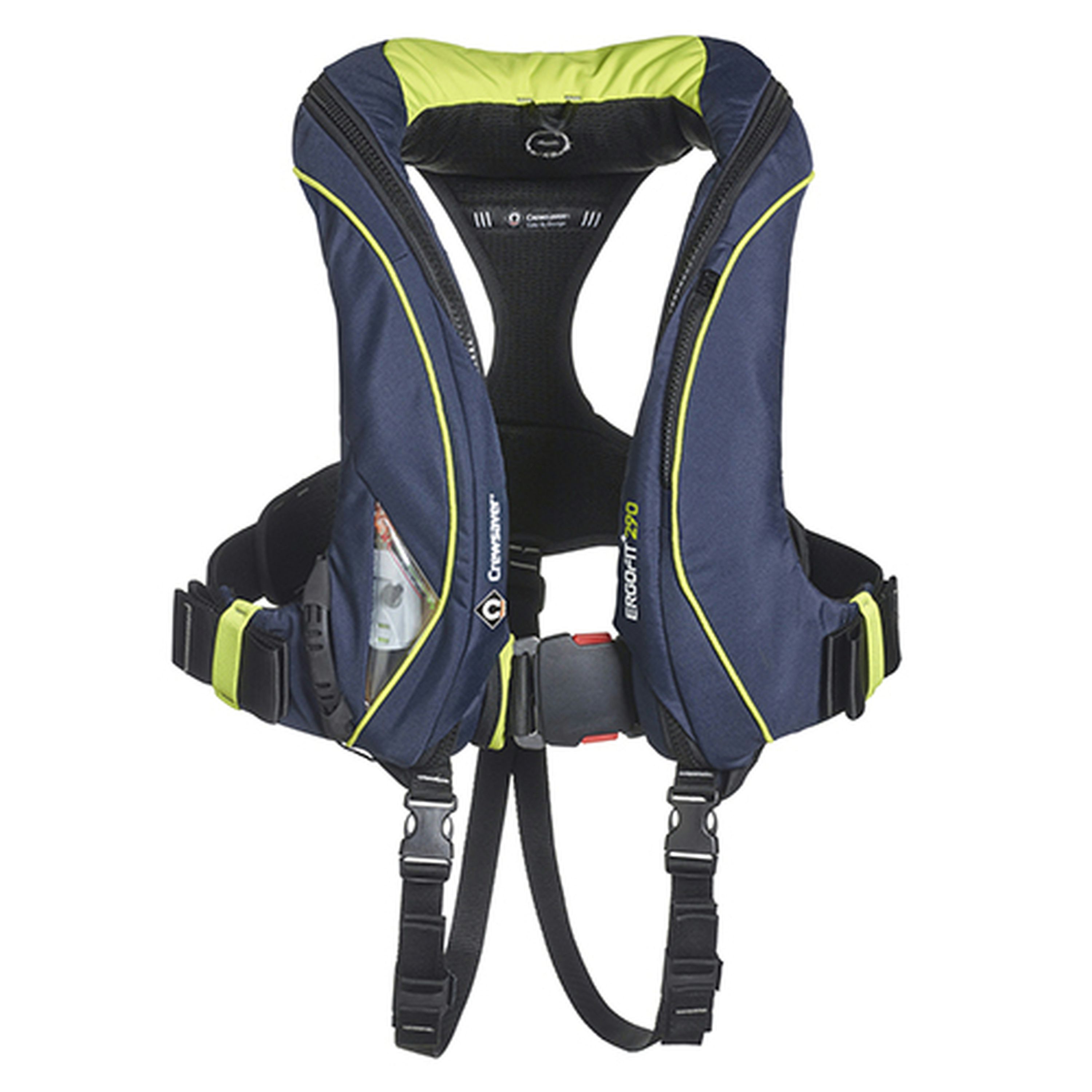 Crewfit ErgoFit+ 290N PFD with Automatic Inflator - Navy/Lime Hammar