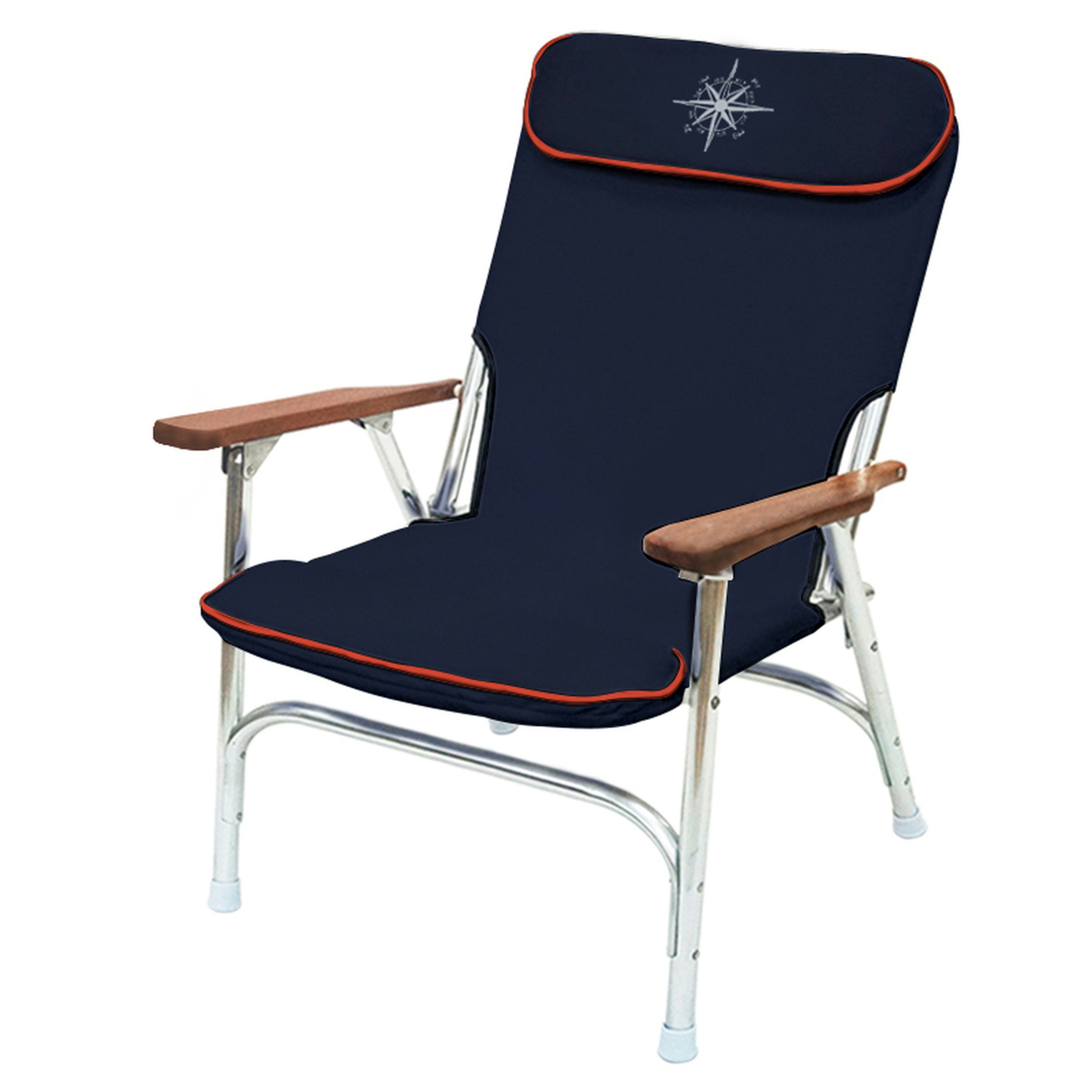High Back Marine Folding Deck Chair - Navy