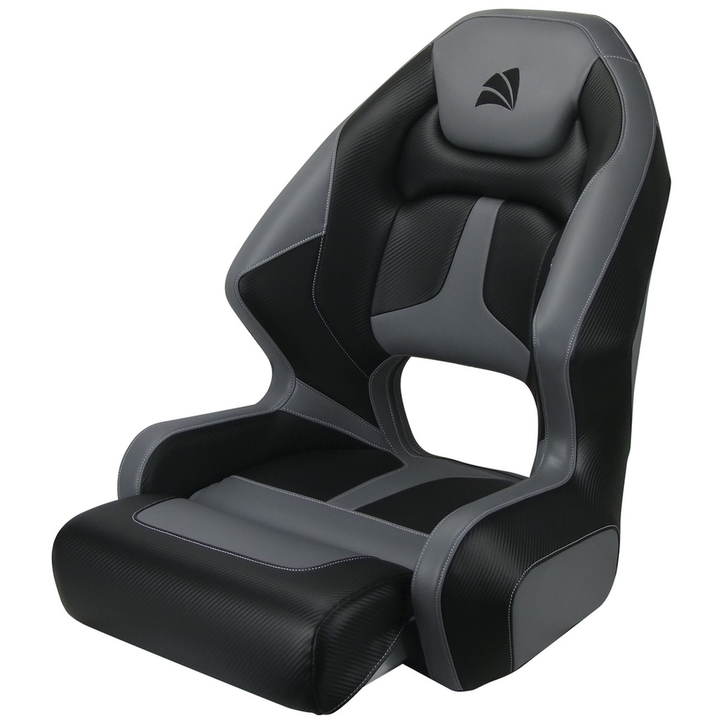 Relaxn Mako Premium High Back Helm Boat Seat - Black Carbon / Grey