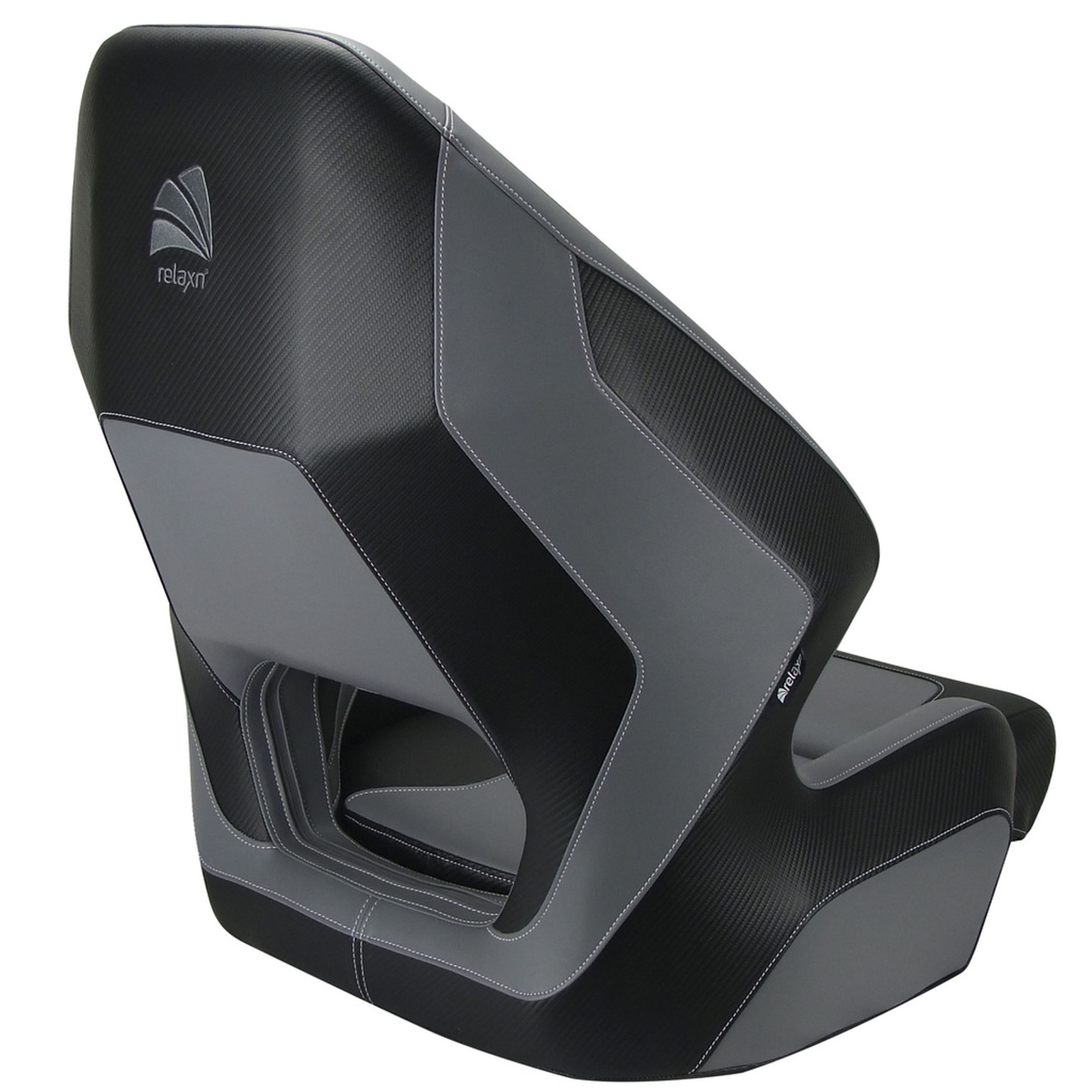 Relaxn Mako Premium High Back Helm Boat Seat - Black Carbon / Grey