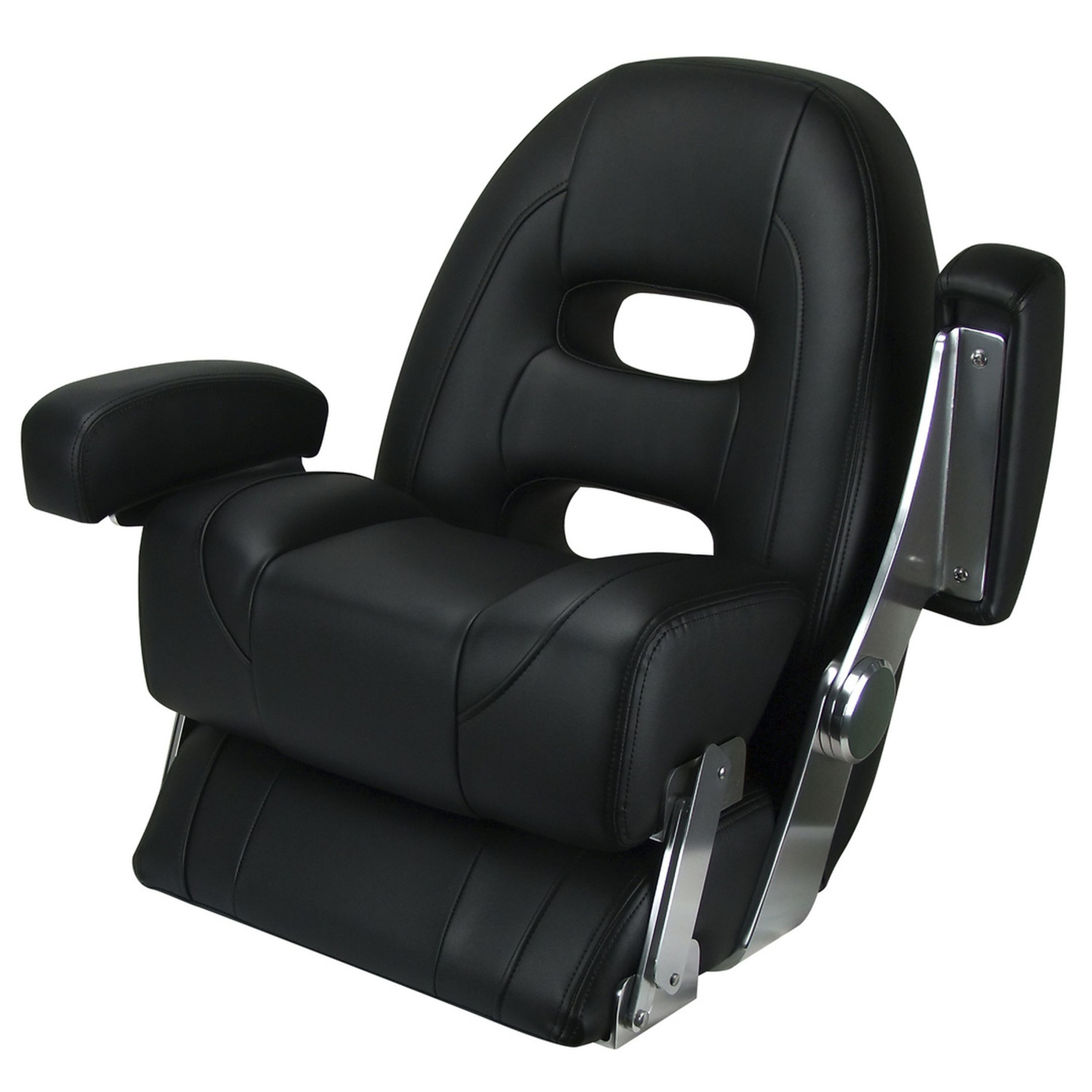 Relaxn Cruiser Premium High Back Helm Boat Seat with Armrests - Black