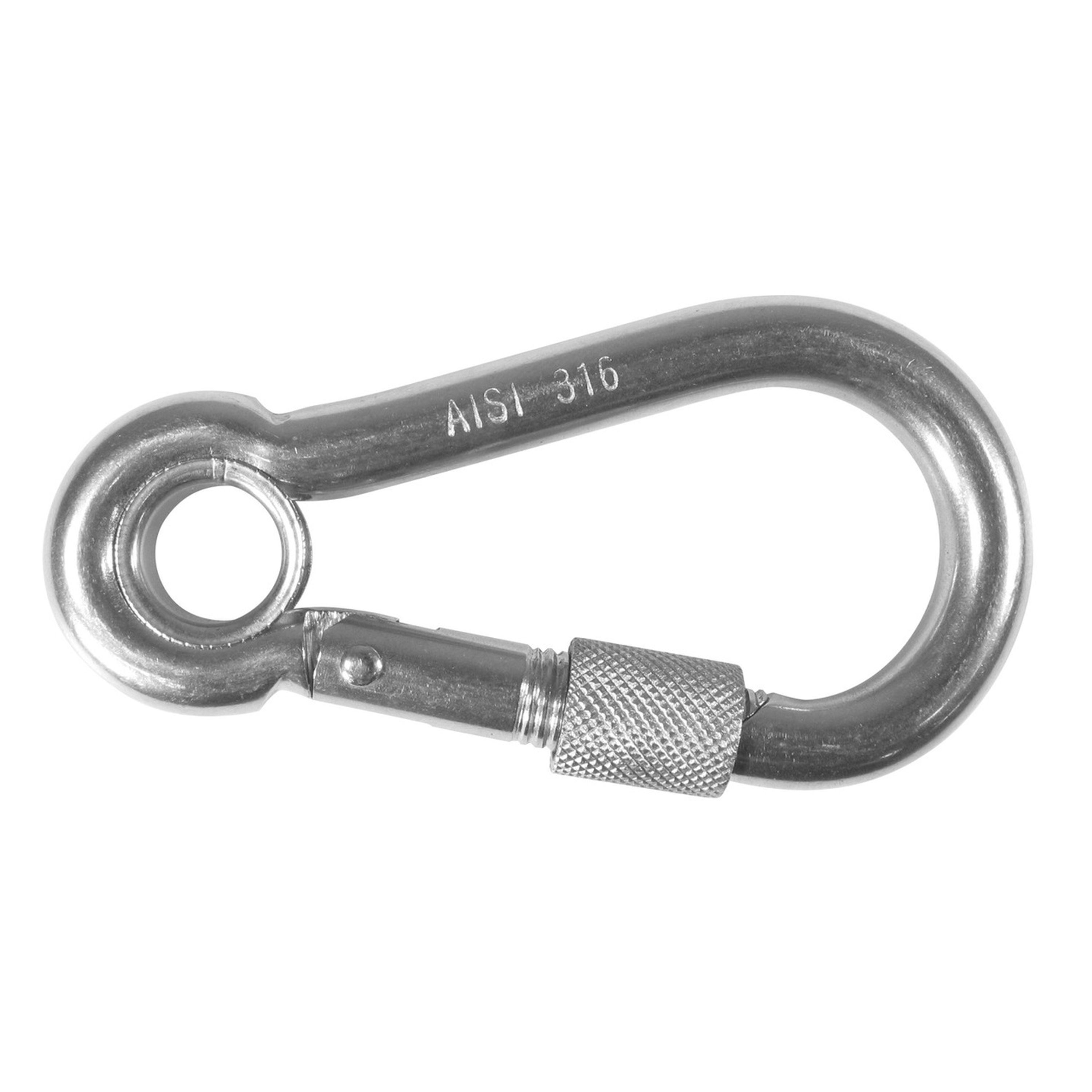 Snap Hook Stainless Steel 316 Grade Carbine Carabina Style with Locking Collar - 60mm Long