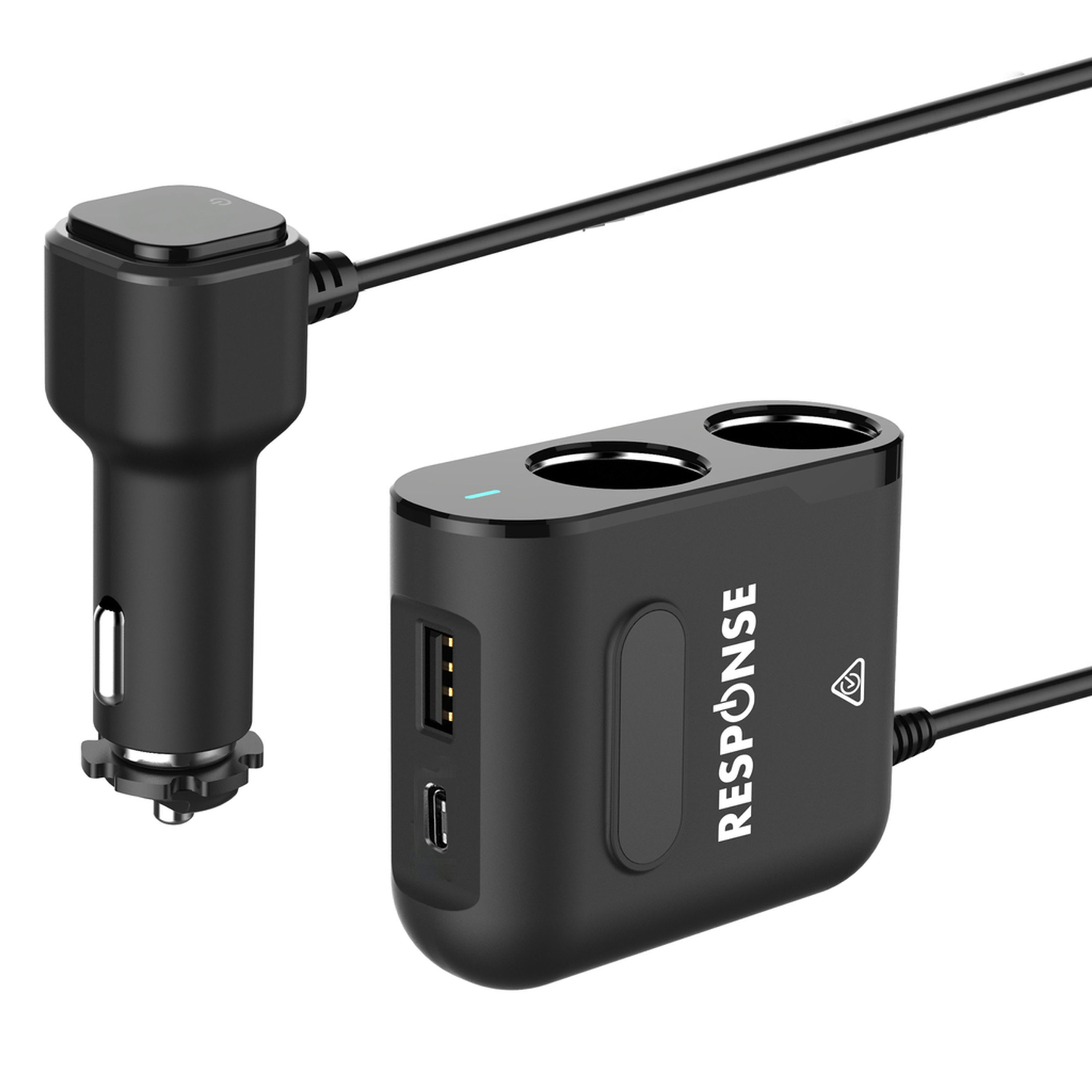 2-Way Cigarette Lighter Splitter with PD30W USB-C and QC3.0 USB Charging Ports