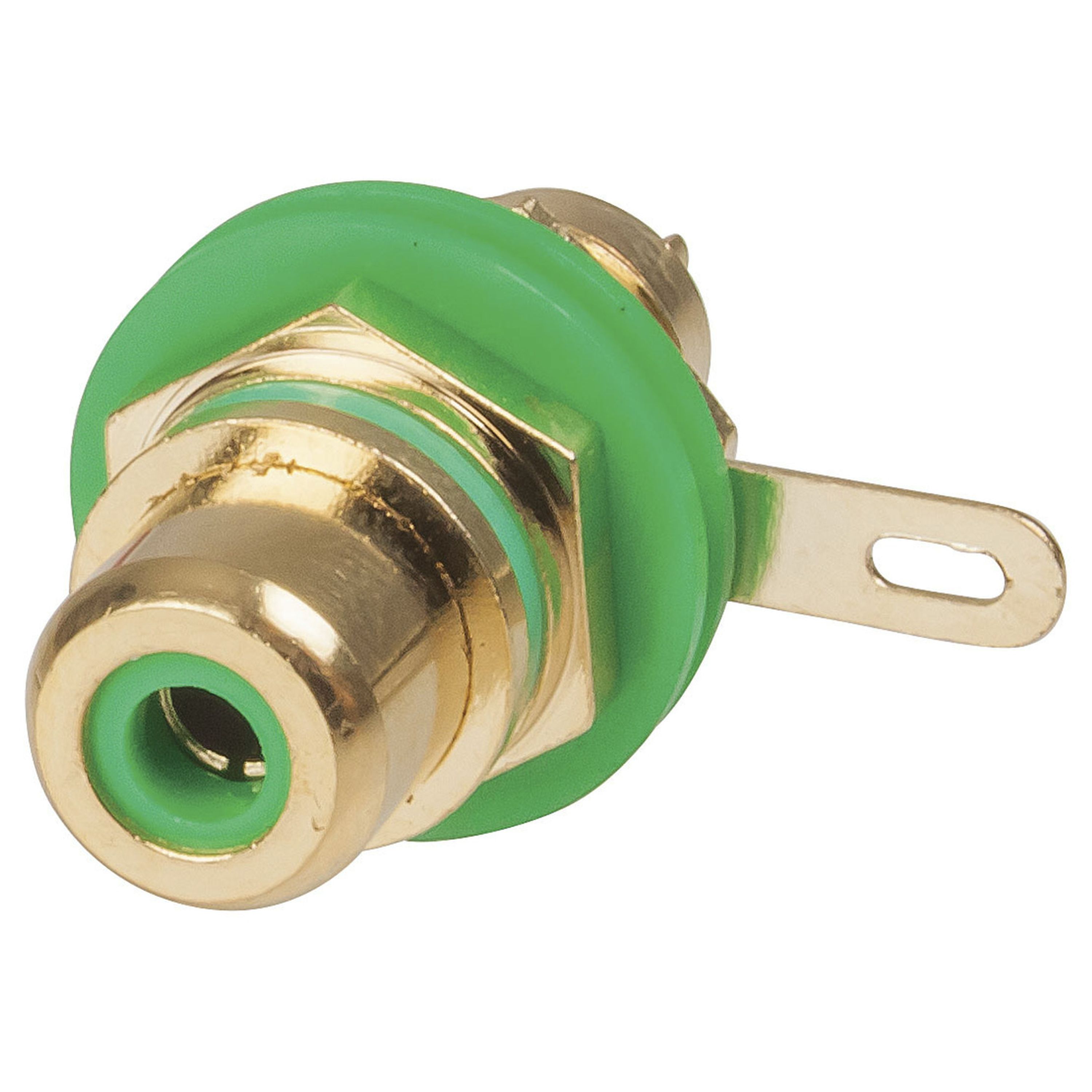 Gold RCA Panel Mount Socket - Green