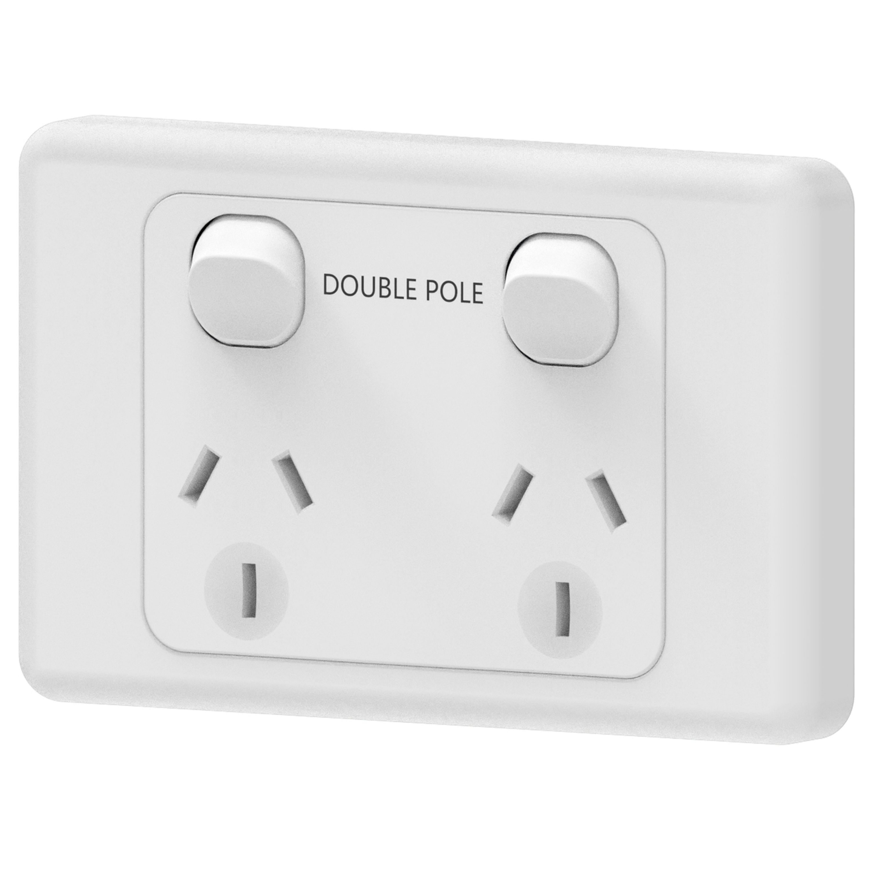 Mains 15A Horizontal Double Powerpoints Double Pole