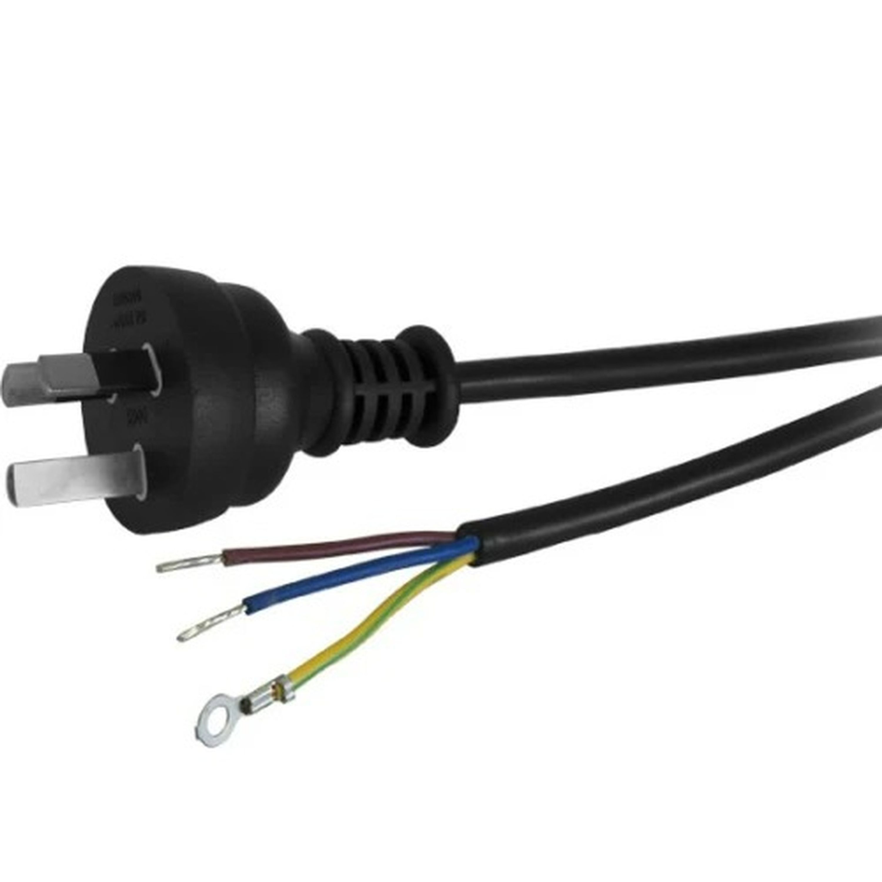 3pin Mains Plug to Bare Wires - 1.8m