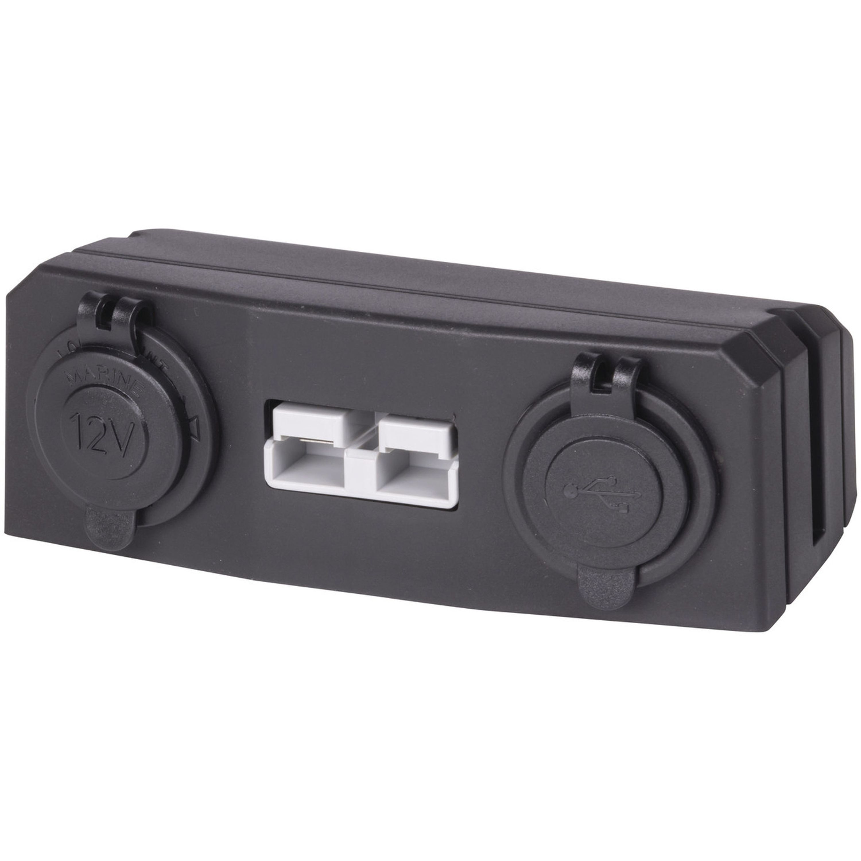 Surface Mount Bracket with 50A Battery Connector, Double USB-A and Cigarette Sockets