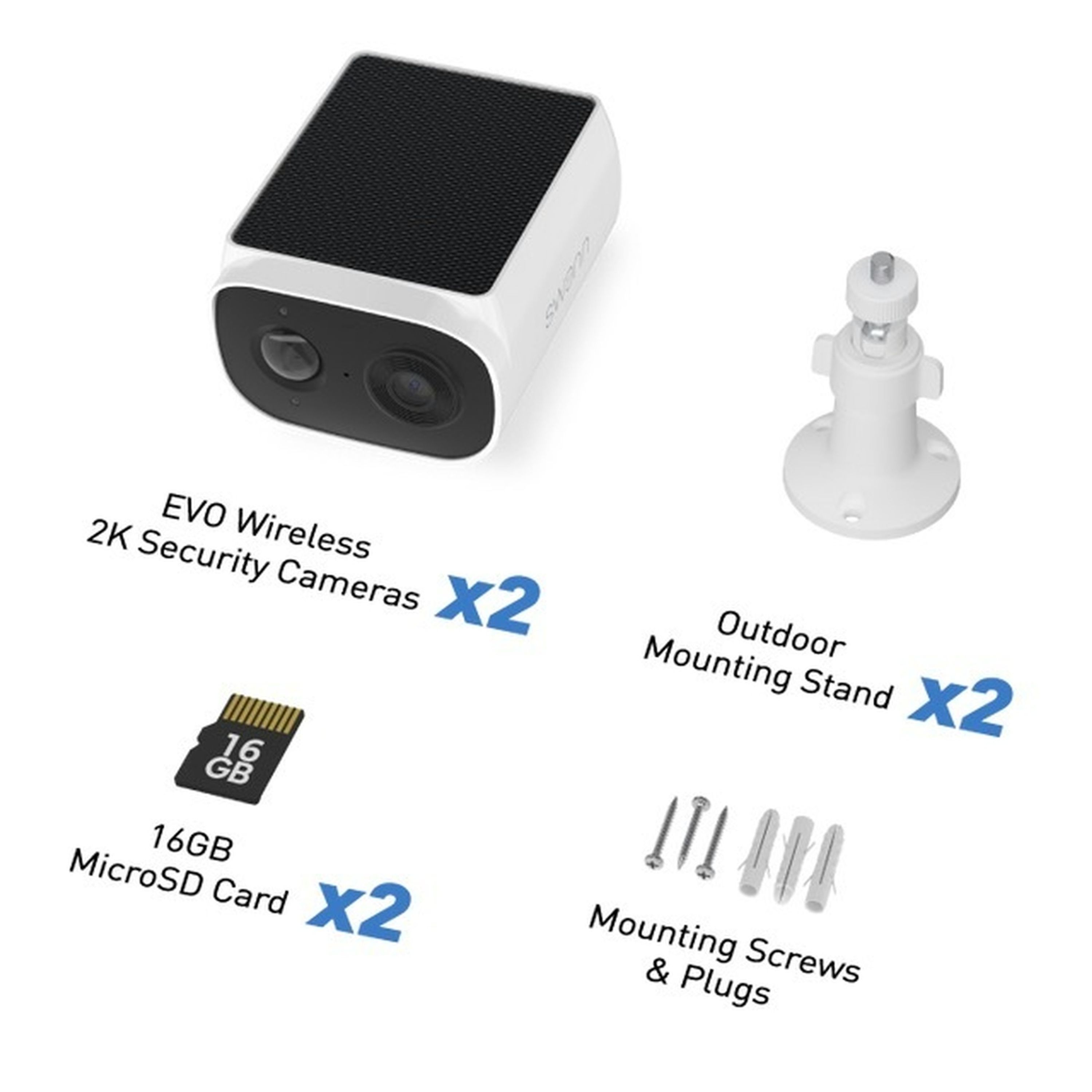 Swann EVO Wireless 2K Solar Security Camera  2 Pack Battery Cam