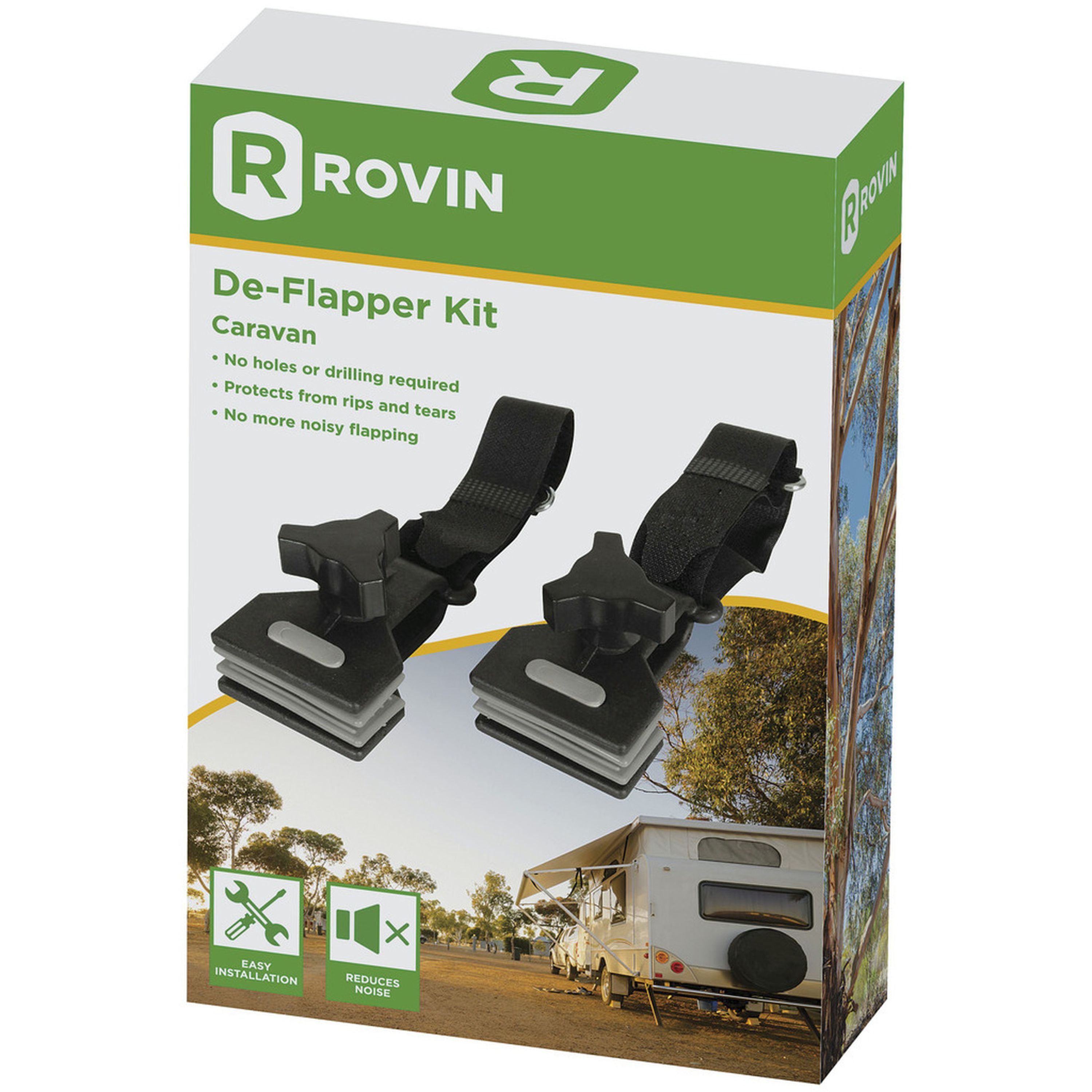 Caravan De-Flapper Kit Pair - Clamp Width: 50mm Strap Length: 130mm