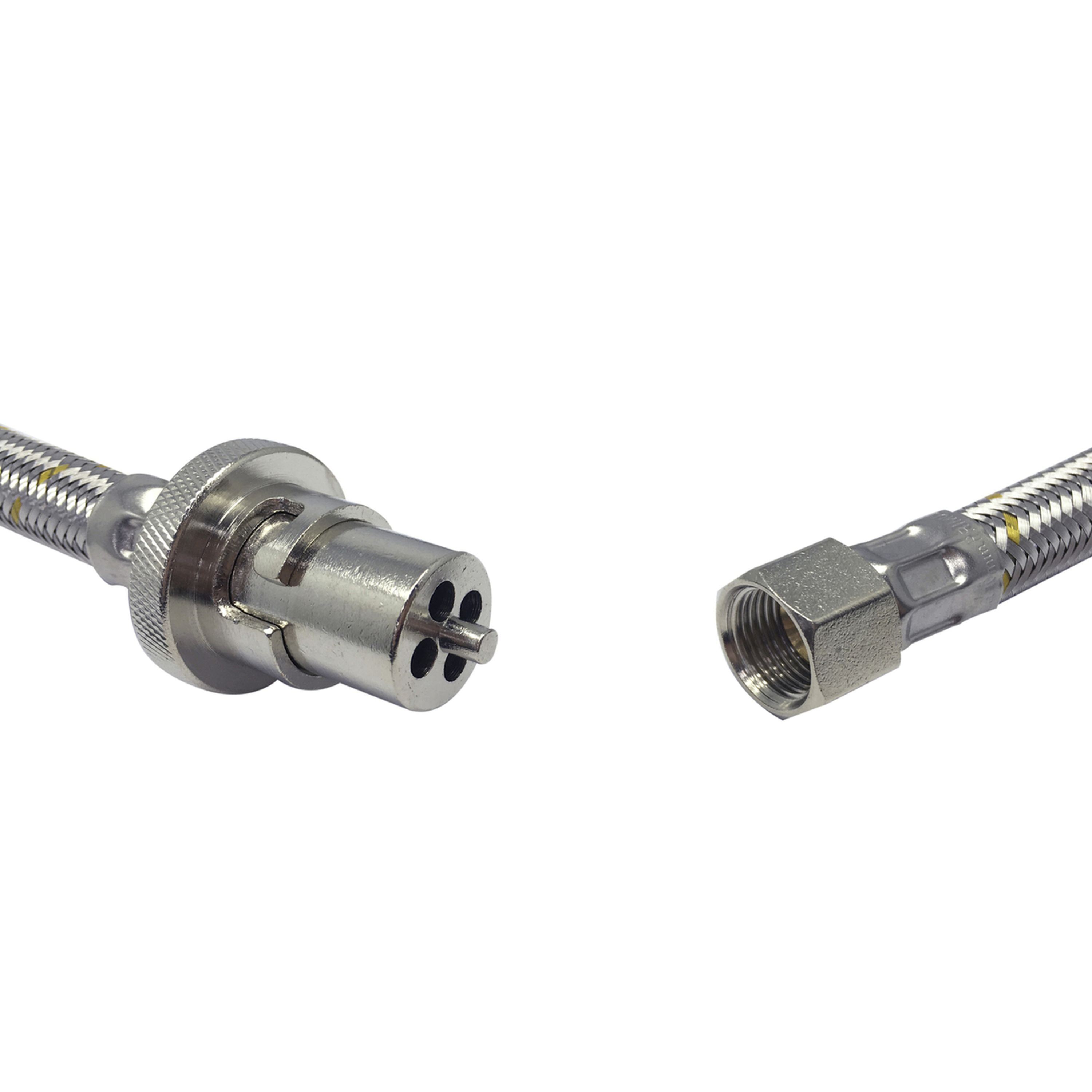 Stainless Steel Braided Gas Hoses - 3/8 BSP Female to SAE Bayonet 2000mm