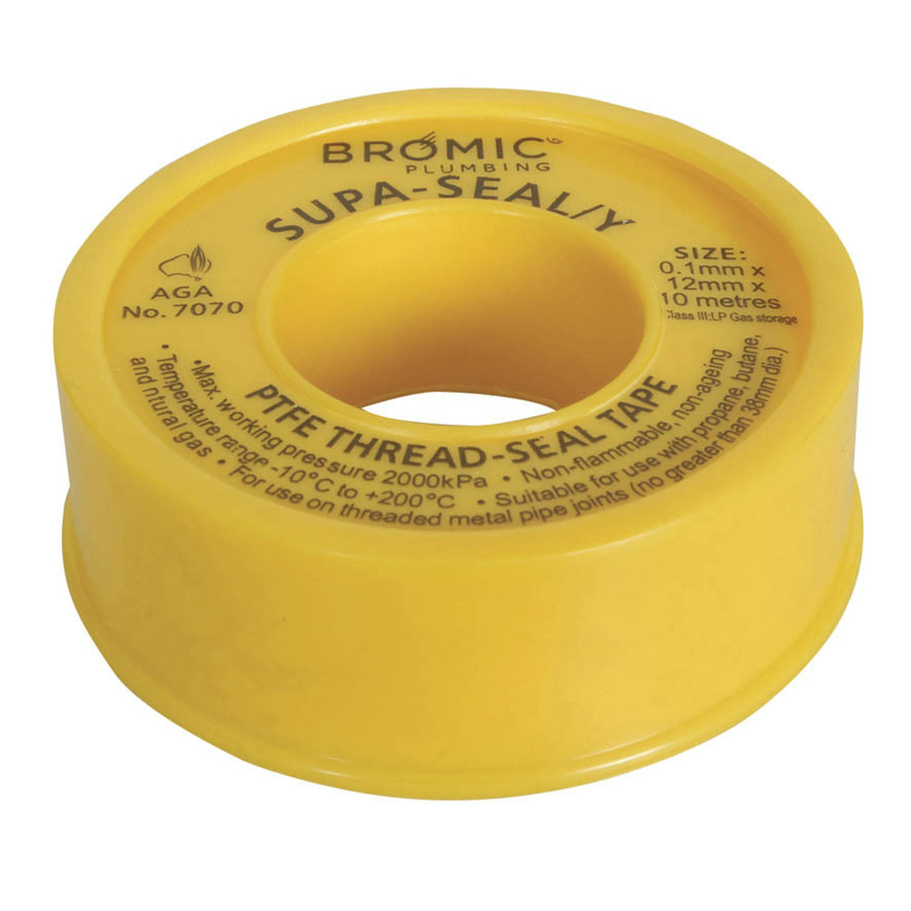 12mm Yellow Gas Fitting Thread Tape 10m