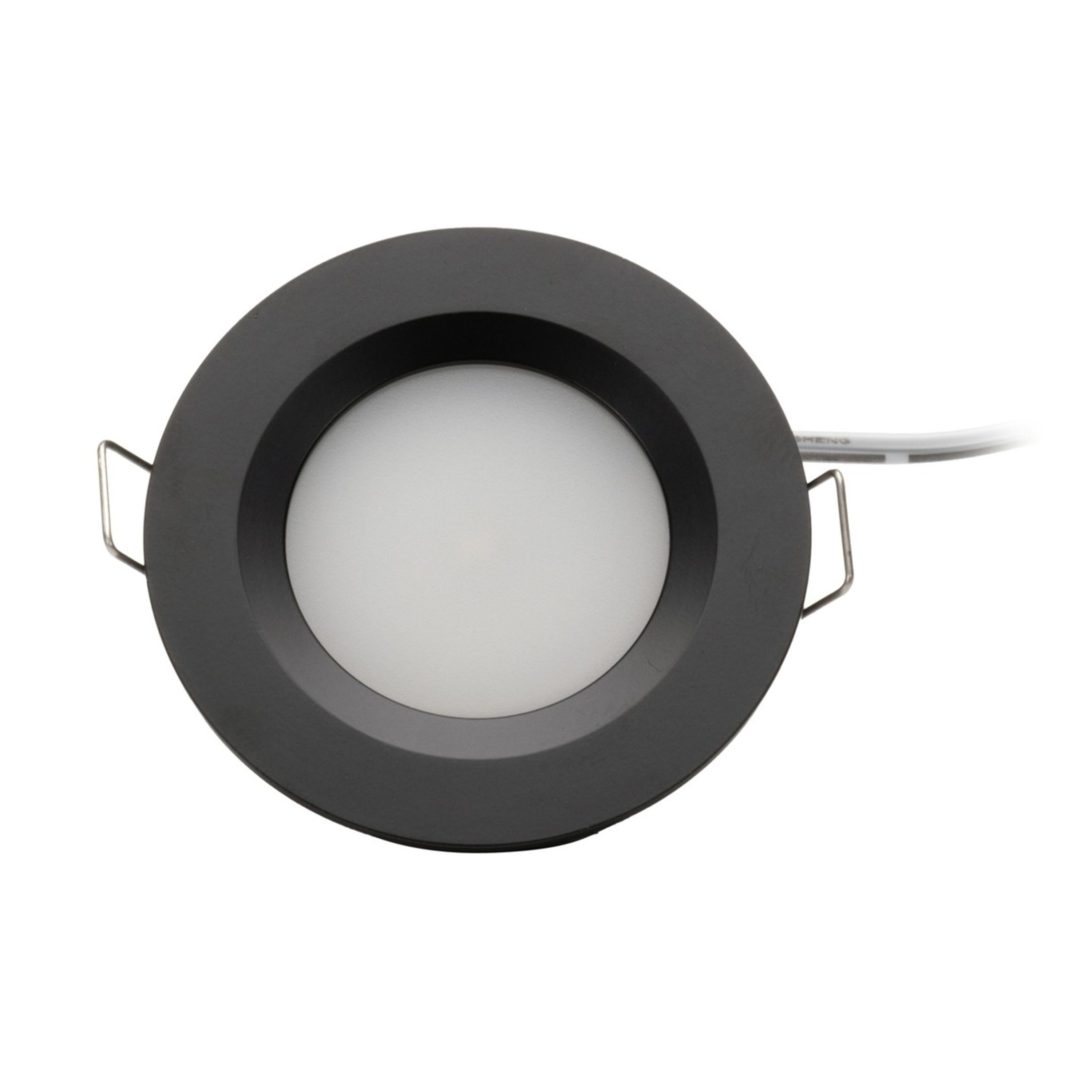 2W 11-16VDC Cool White LED Downlight with Push Button Diffuser Black