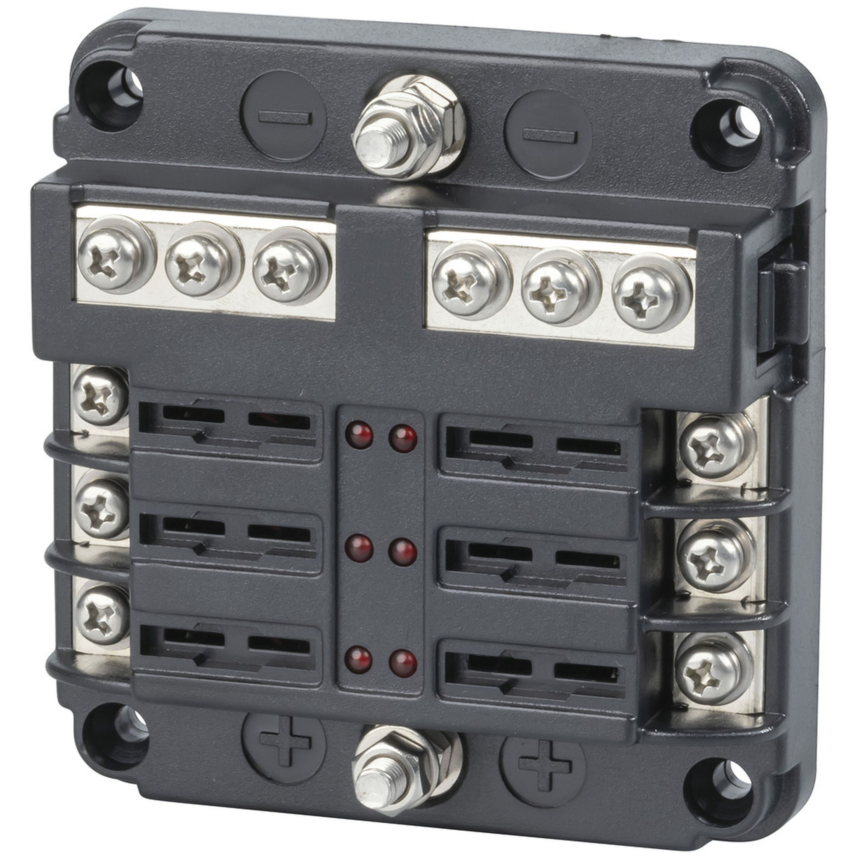 Powertech 6 Way Standard Blade Fuse Block with Bus Bar