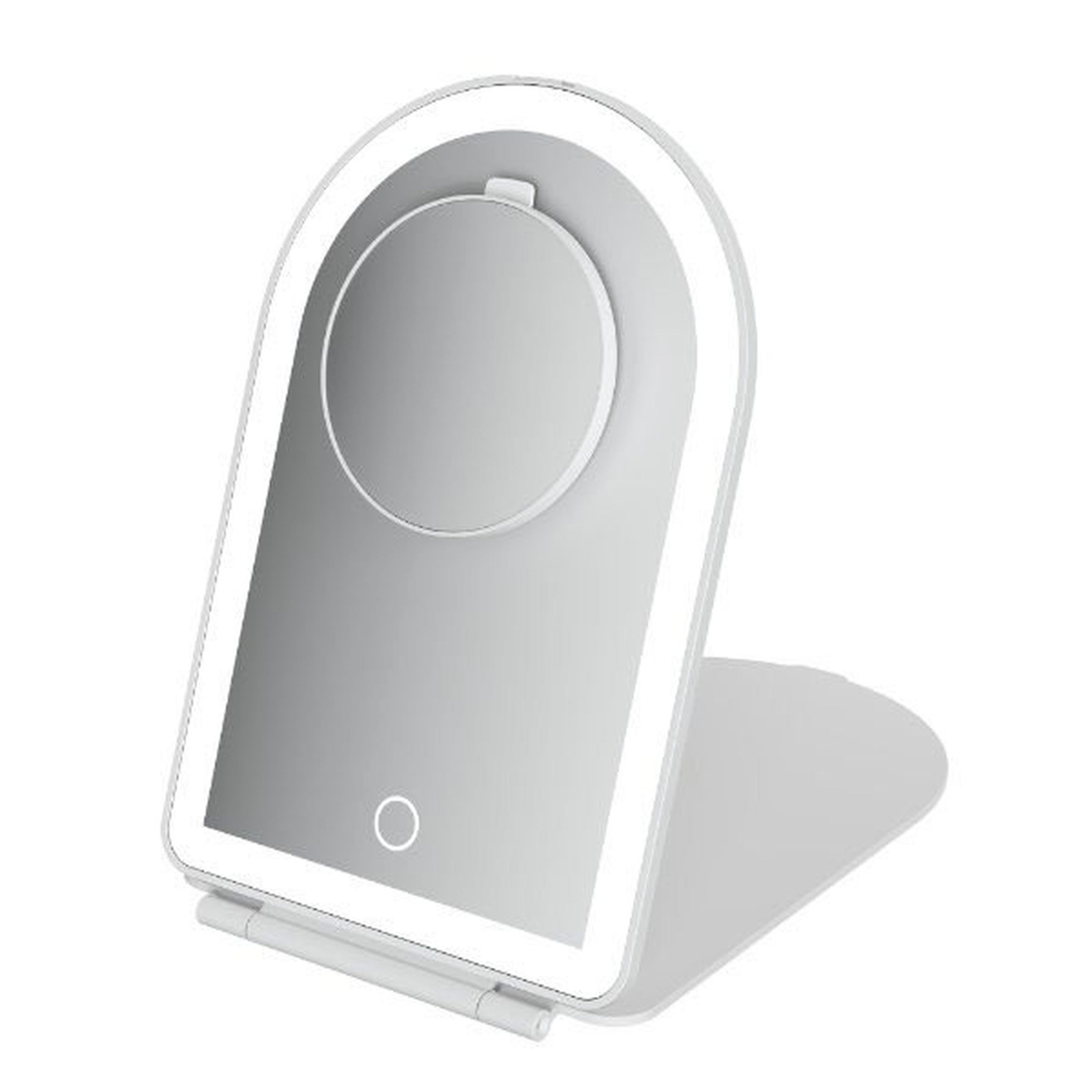 ARCHED FOLDING TRAVEL MIRROR WITH LED LIGHTS