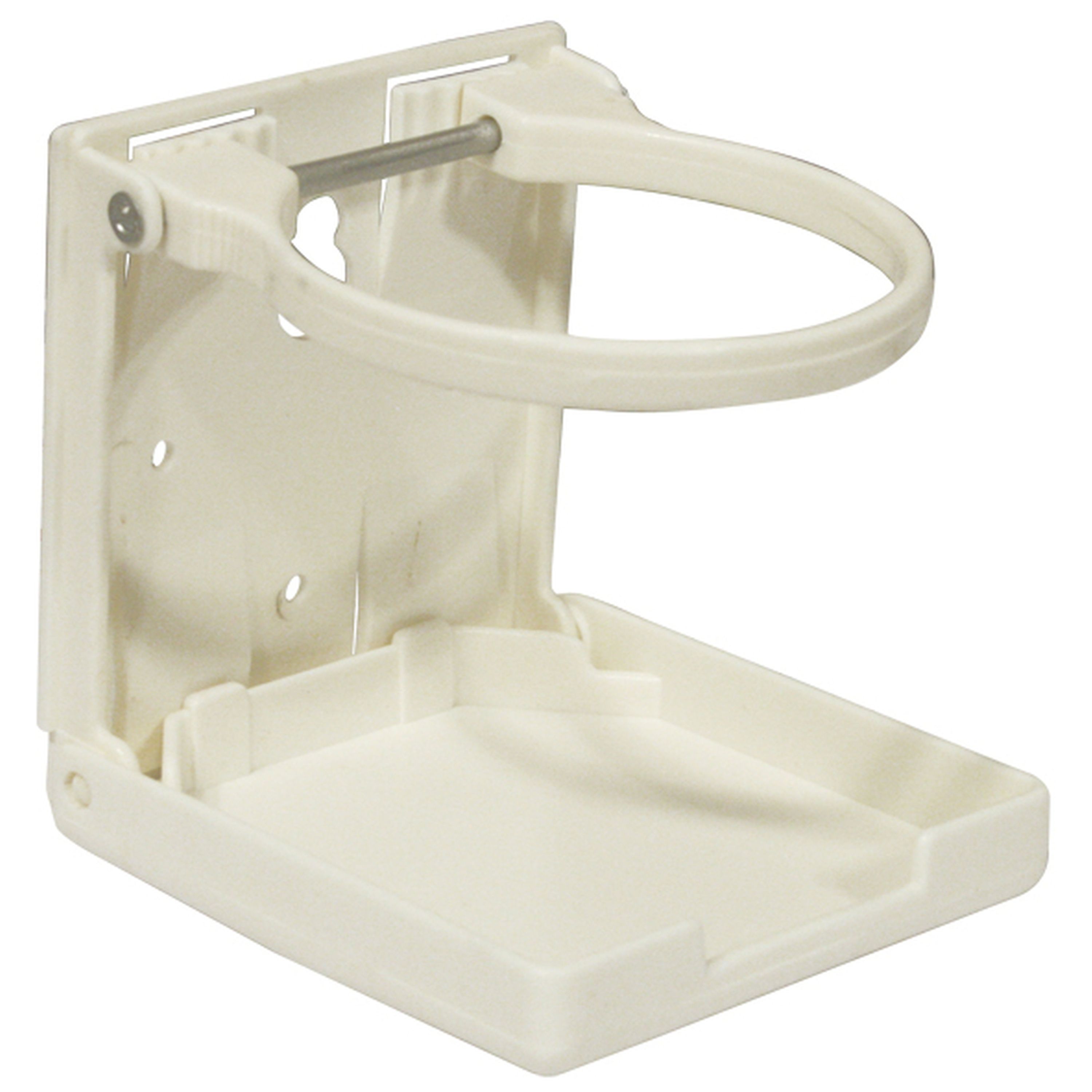 White Plastic Folding Drink Holder with Adjustable Arms