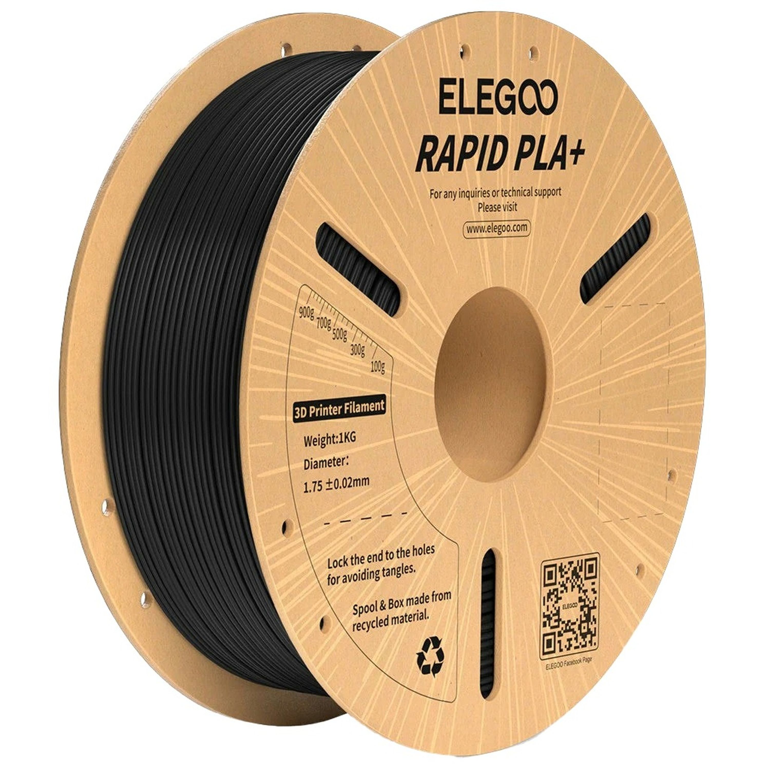 Elegoo Rapid PLA filament Black 1.75mm 1kg